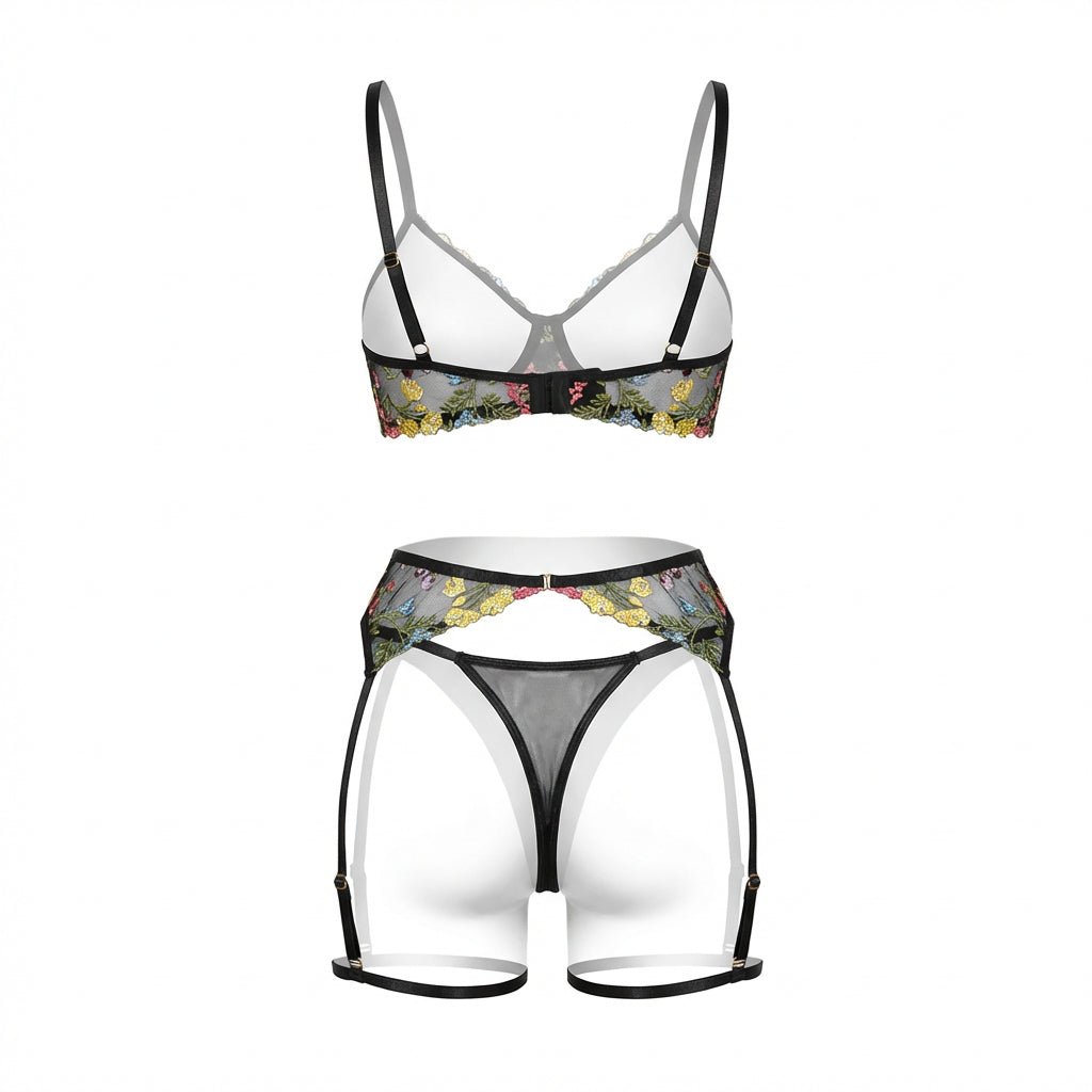 Floral Embroidered Lingerie Set