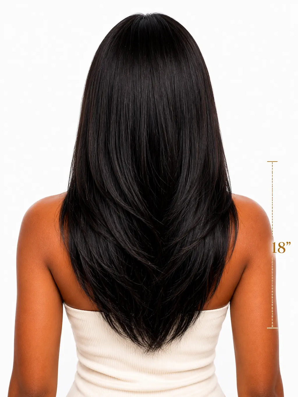 18 Inch Layered Straight Human Hair Wig | 13x4 HD Lace Front