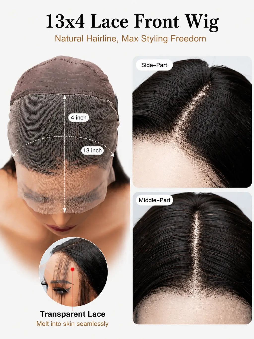 18 Inch Layered Straight Human Hair Wig | 13x4 HD Lace Front