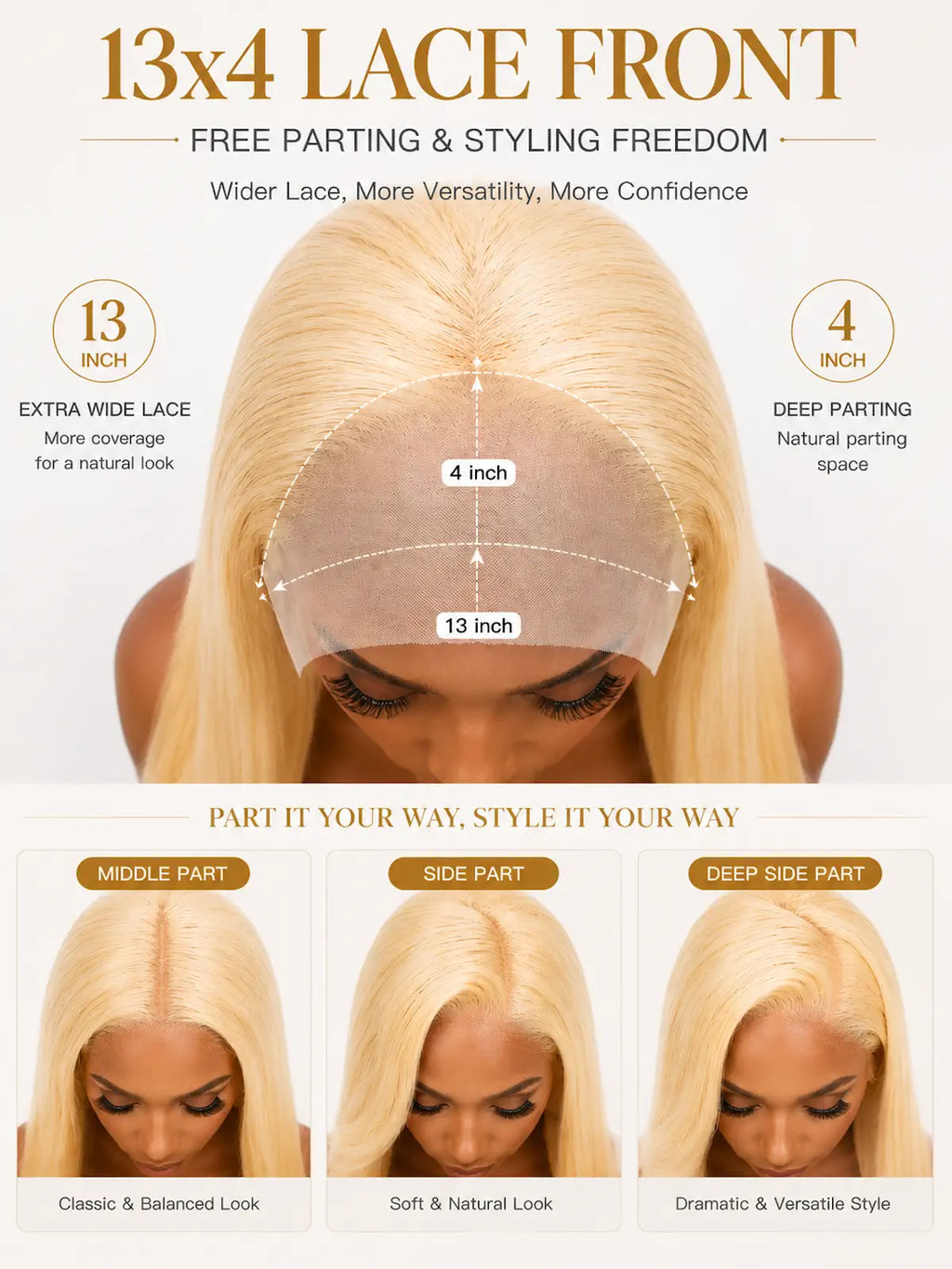 18 Inch Layered Straight Human Hair Wig | 13x4 HD Lace Front
