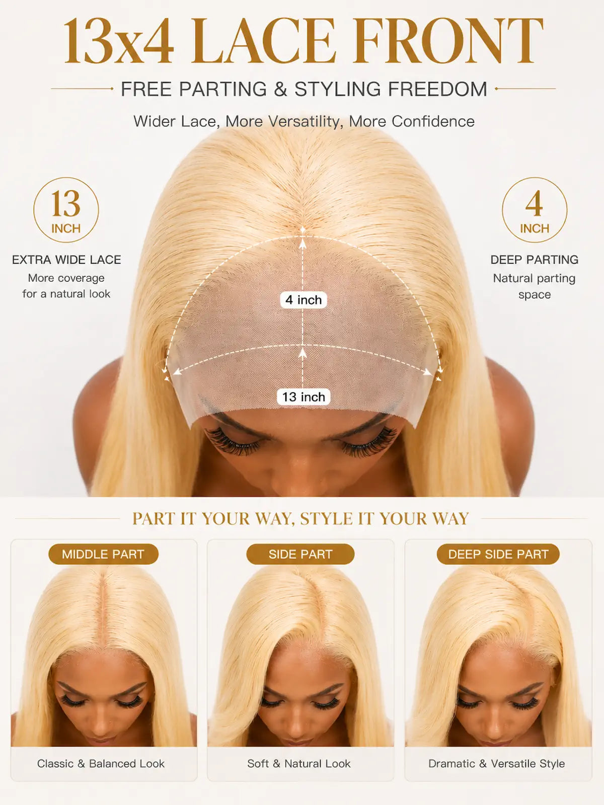 18 Inch Layered Straight Human Hair Wig | 13x4 HD Lace Front