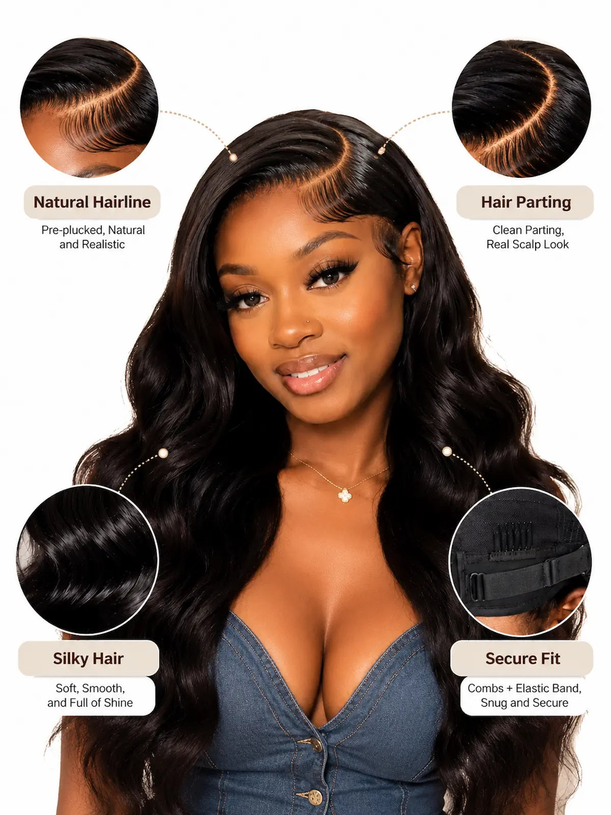 22 Inch Body Wave Human Hair Wig | Natural Black HD Lace Front