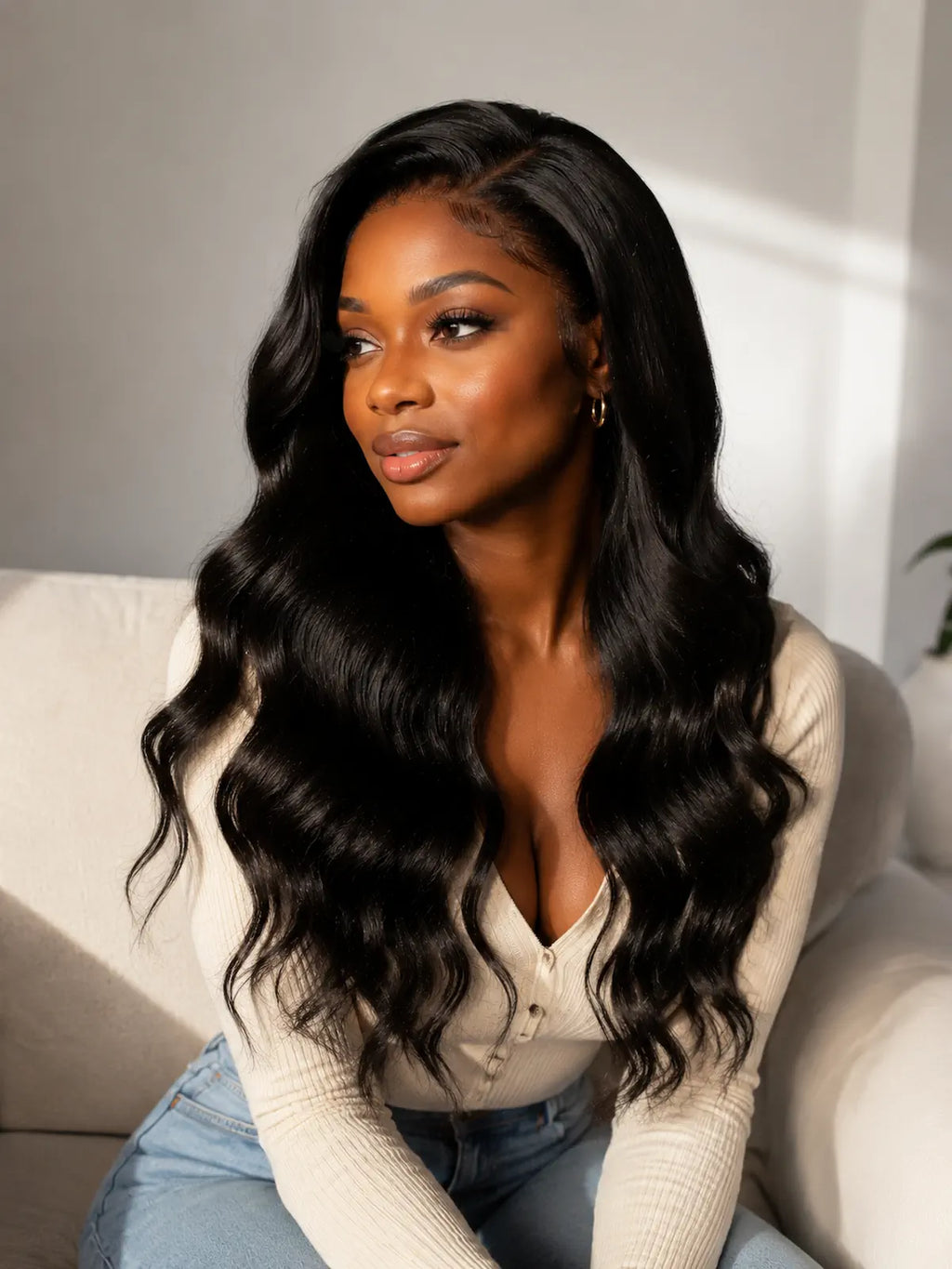 22 Inch Body Wave Human Hair Wig | Natural Black HD Lace Front