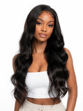 22 Inch Body Wave Human Hair Wig | Natural Black HD Lace Front