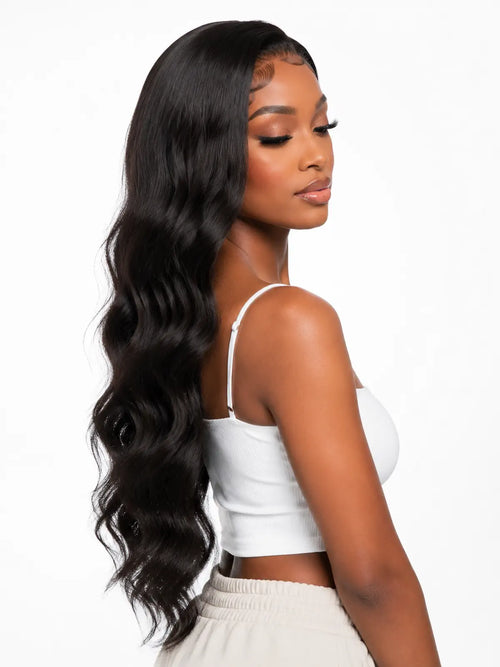 22 Inch Body Wave Human Hair Wig | Natural Black HD Lace Front