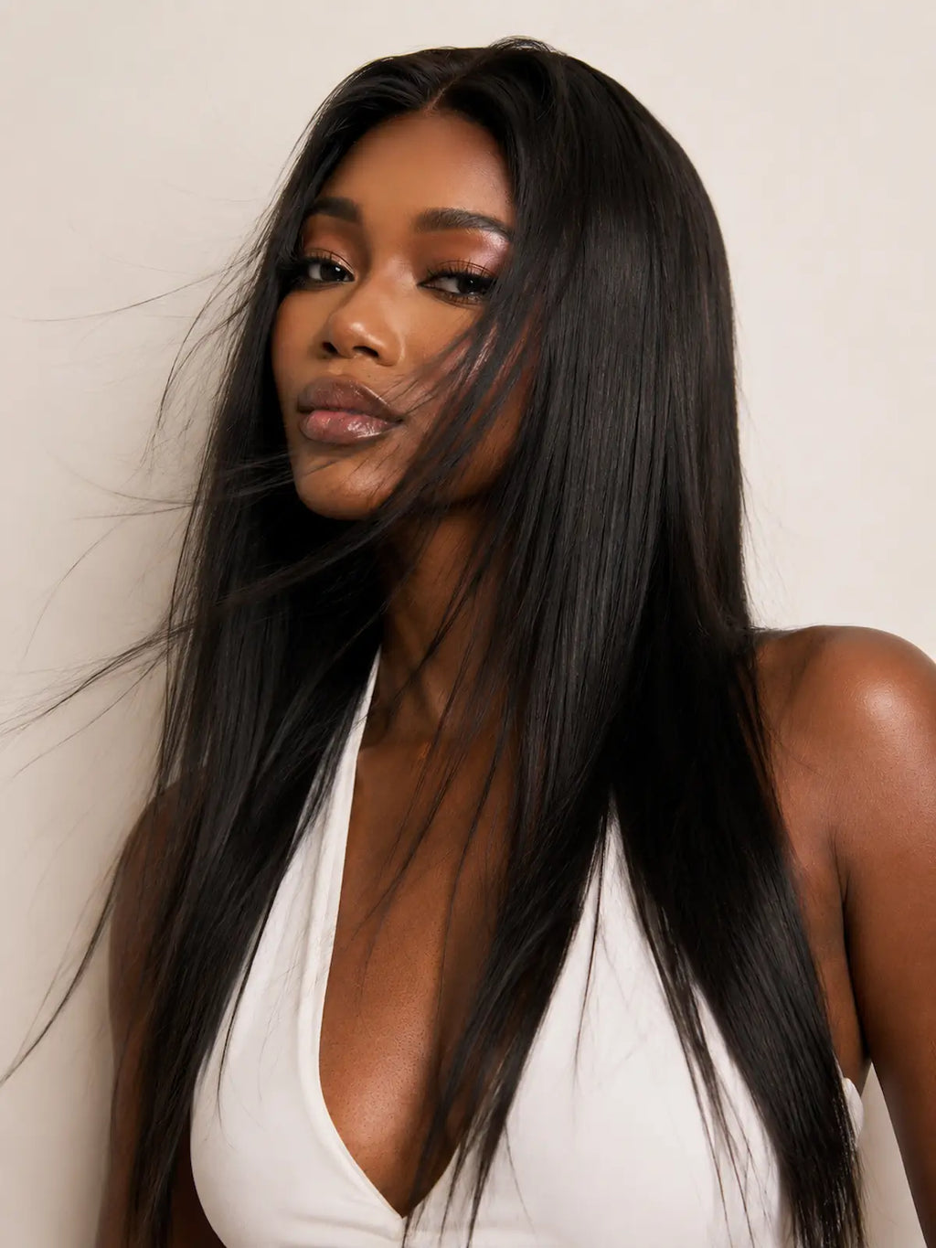 Long Straight Natural Black Human Hair Wig