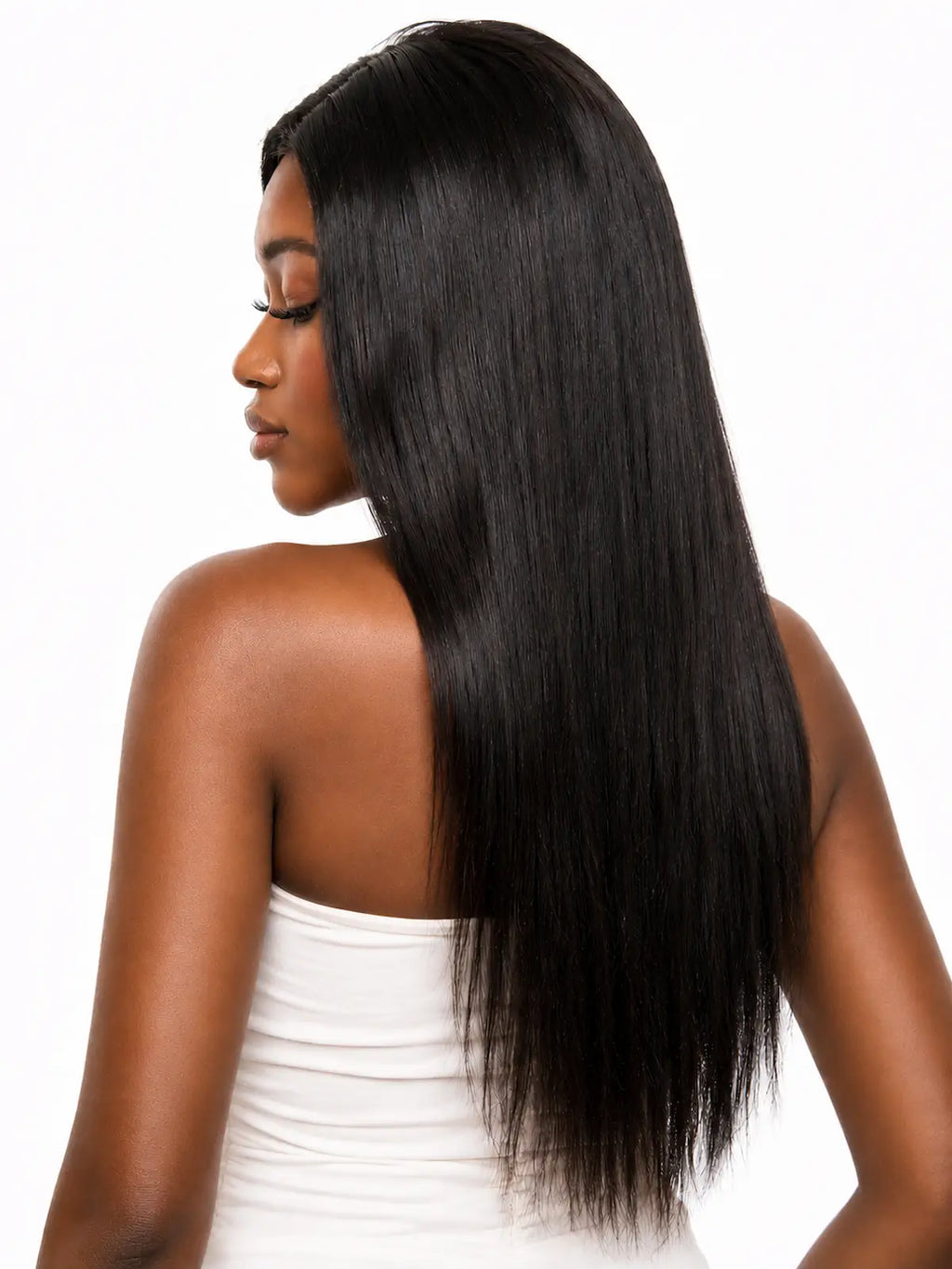 Long Straight Natural Black Human Hair Wig