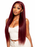 26 Inch Burgundy Red Straight Human Hair Wig | Heat-Stylable HD Lace Front