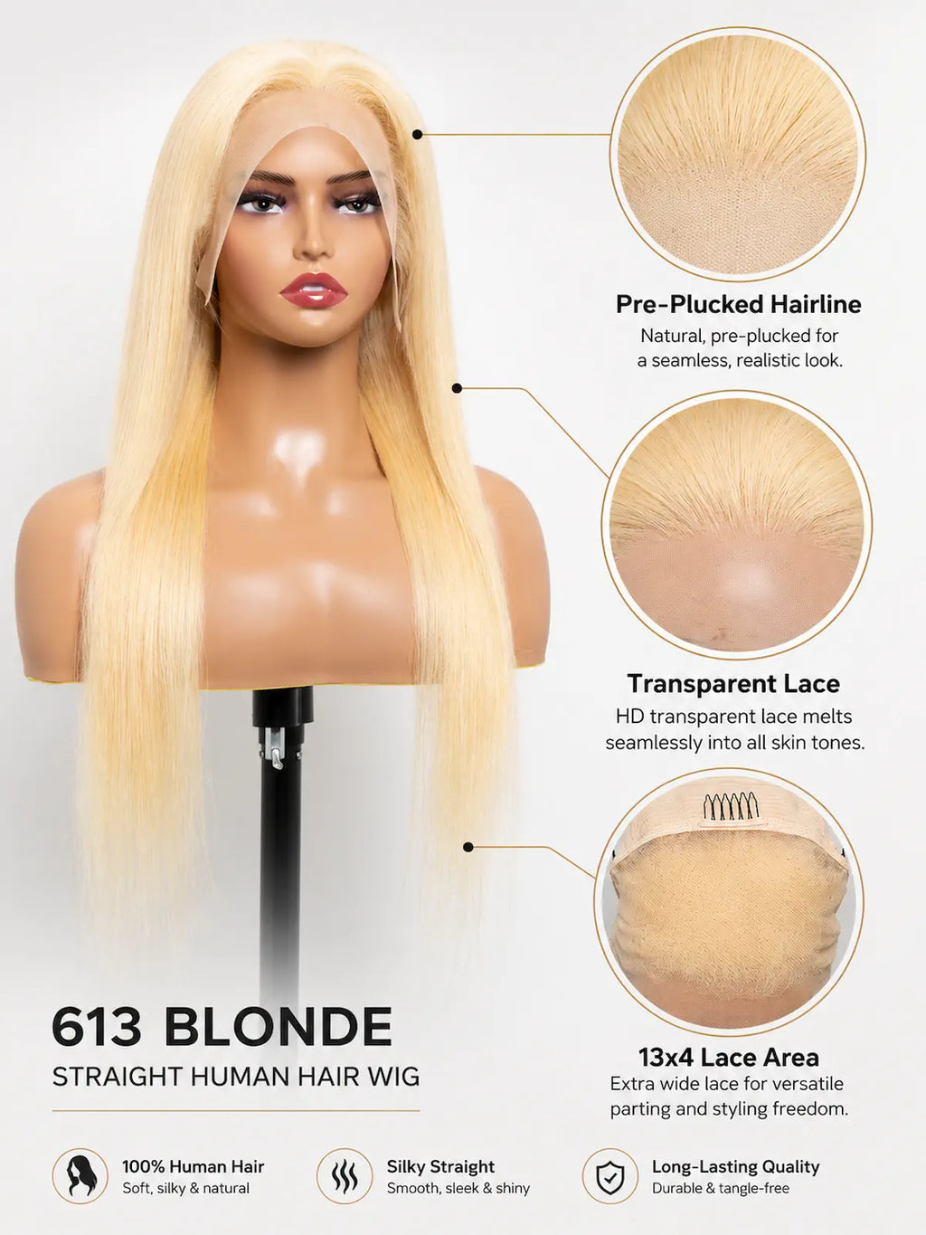 613 Blonde Long Human Hair Wig | 13x4 HD Lace