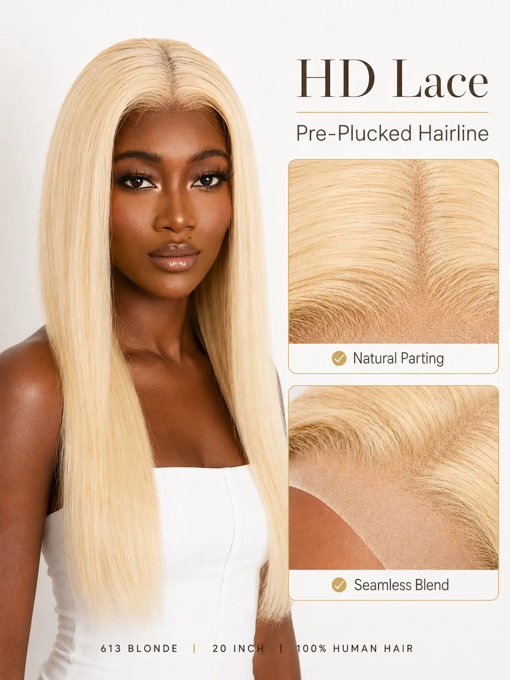 613 Blonde Long Human Hair Wig | 13x4 HD Lace