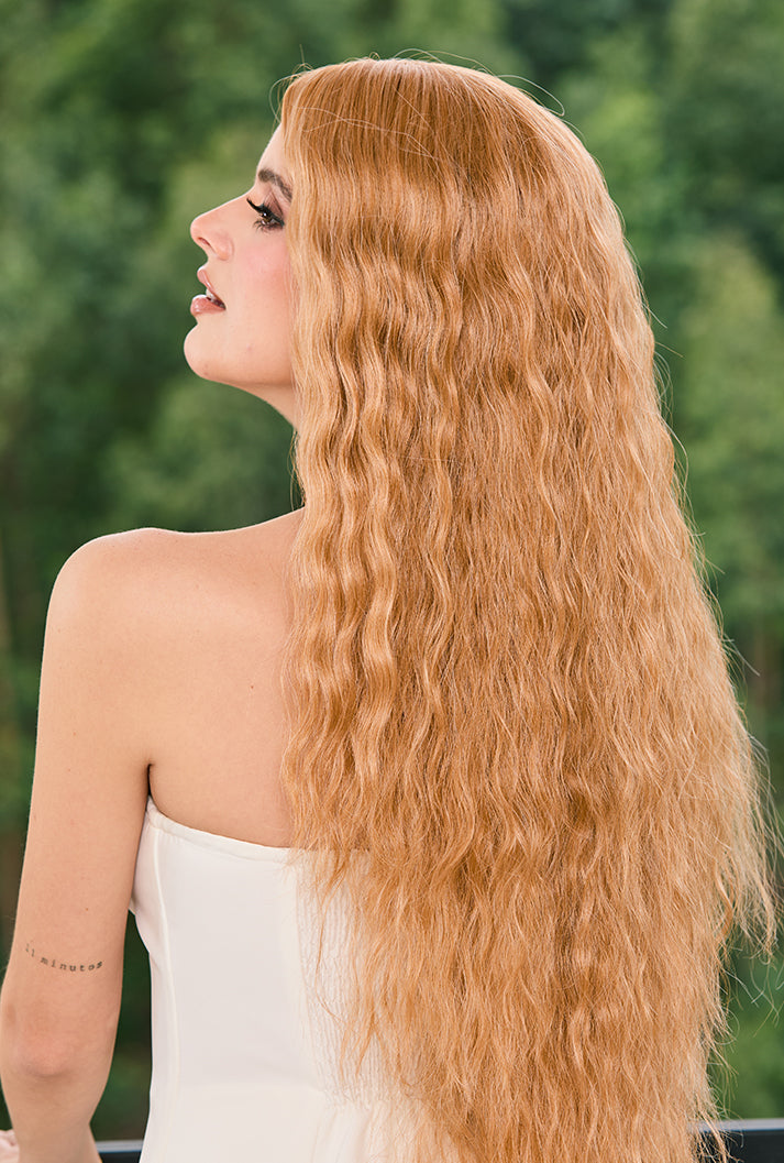 Luna | 29 Inch Light Brown Kinky Curly Synthetic Wig | 2X Volume Boost