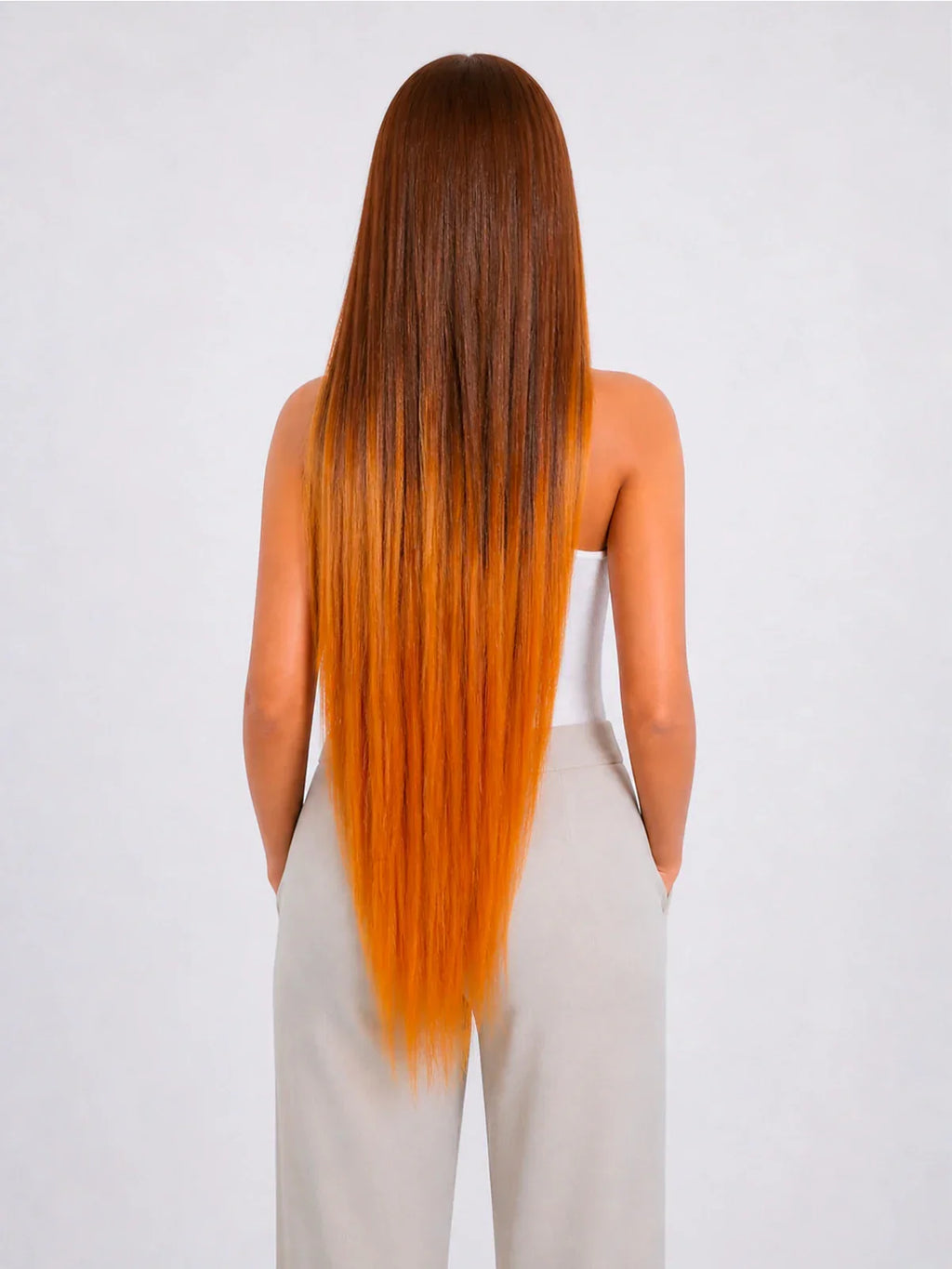 Hannah | 32 Inch Golden Brown Balayage Straight Wig | Synthetic Lace Front