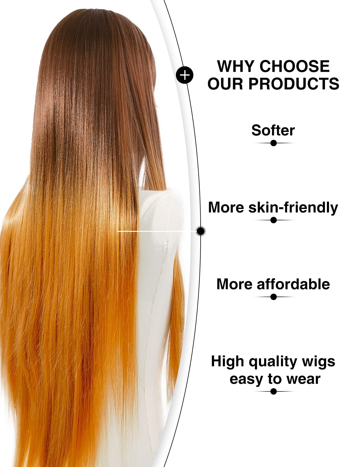 Hannah | 32 Inch Golden Brown Balayage Straight Wig | Synthetic Lace Front