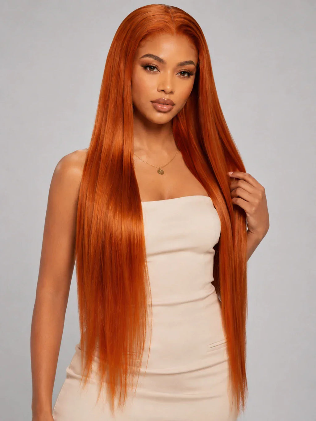 Abigail | 32 Inch Ginger Extra-Long Straight Wig | Synthetic Lace Front Wig