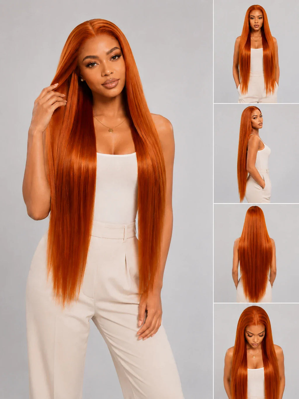 Abigail | 32 Inch Ginger Extra-Long Straight Wig | Synthetic Lace Front Wig