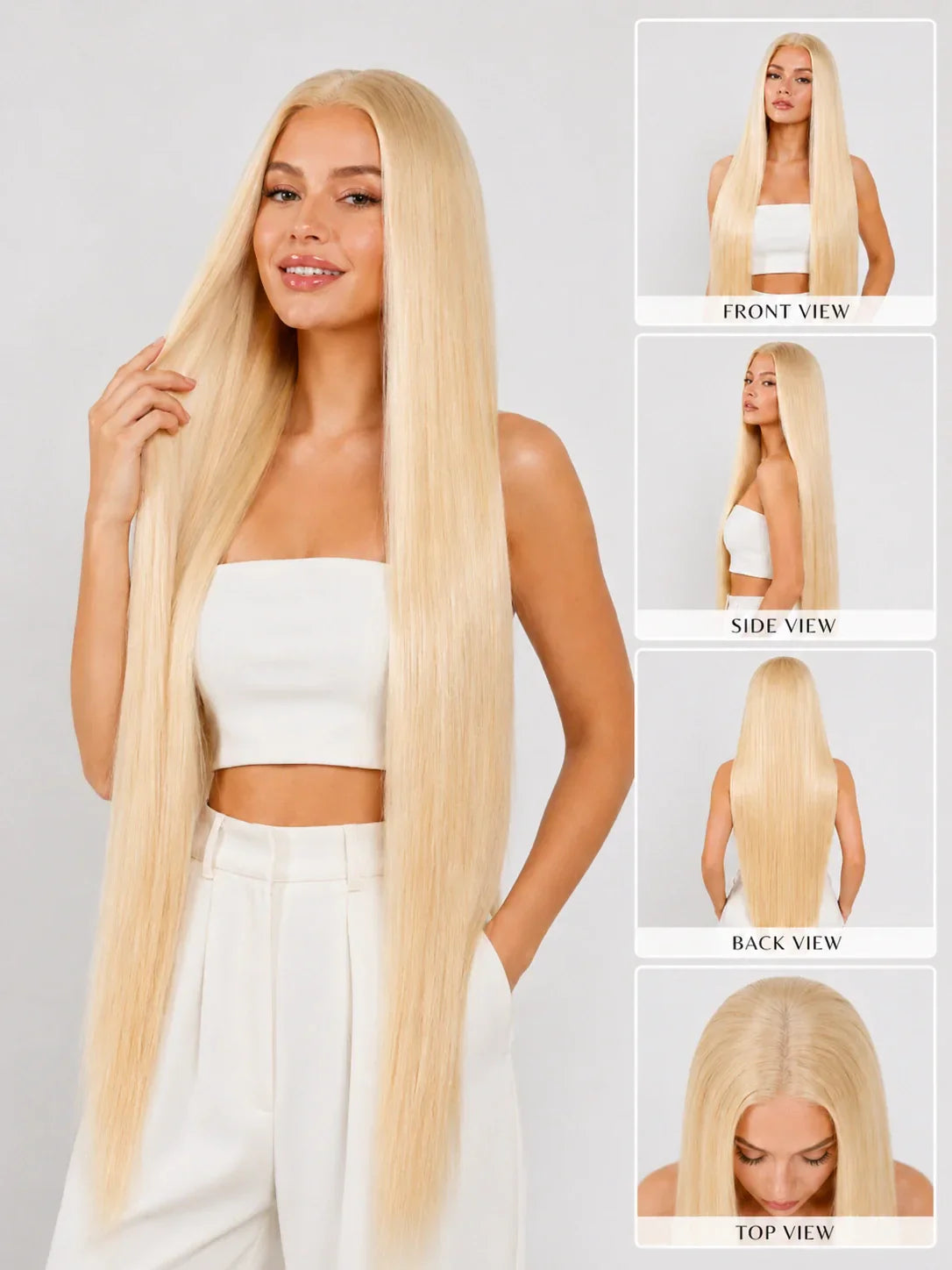 Nova | 32 Inch Platinum Gold Extra-Long Straight Wig | Synthetic Lace Front Wig