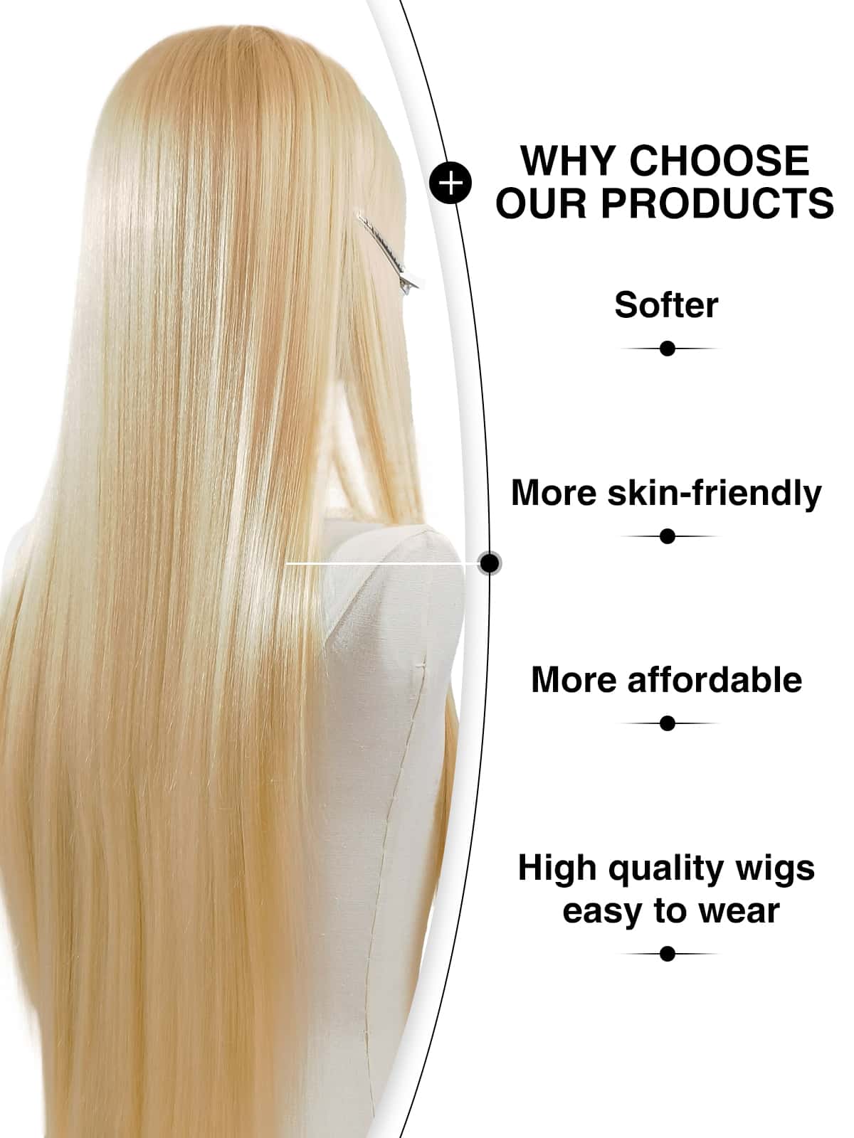 Nova | 32 Inch Platinum Gold Extra-Long Straight Wig | Synthetic Lace Front Wig