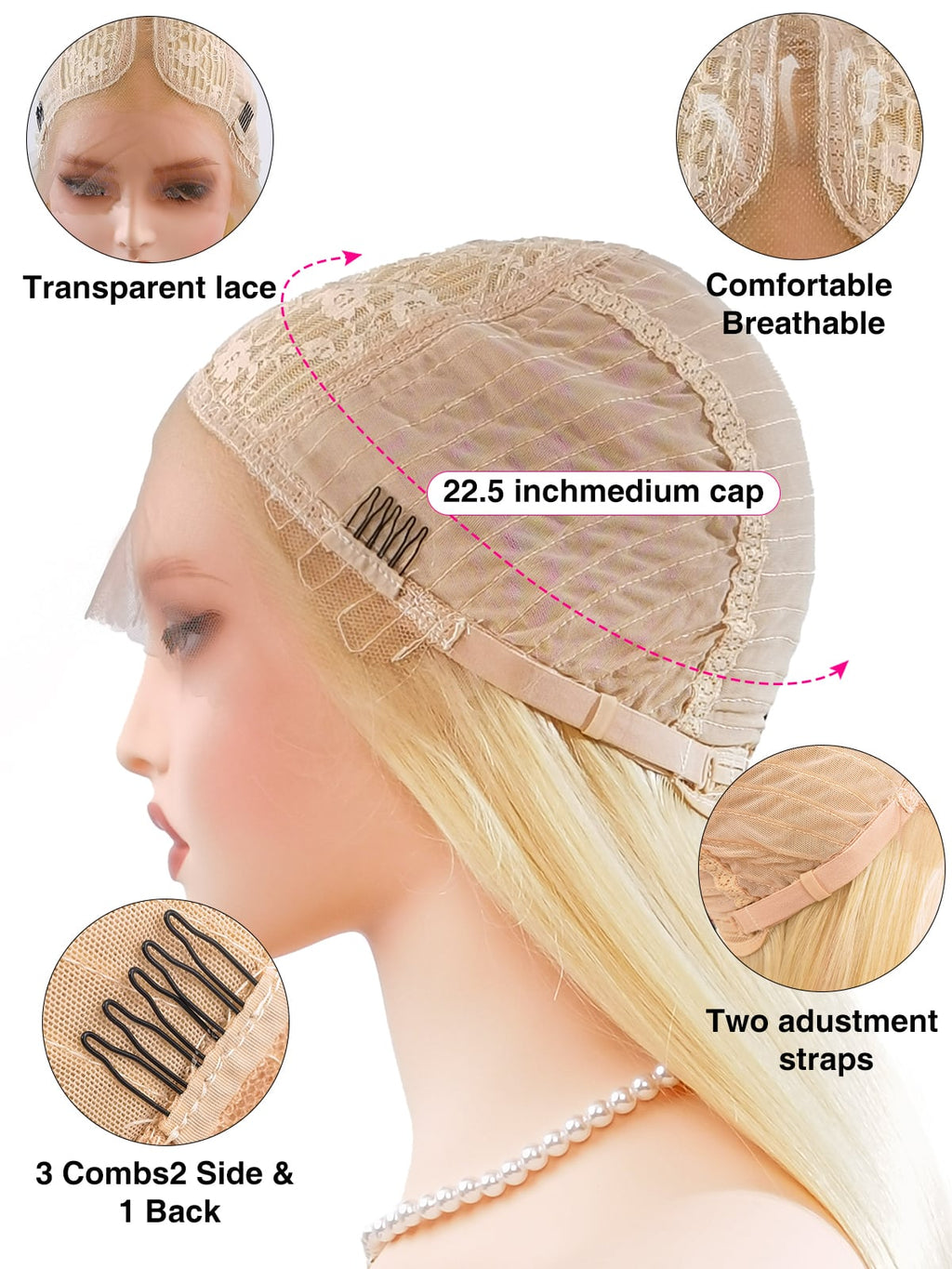 Nova | 32 Inch Platinum Gold Extra-Long Straight Wig | Synthetic Lace Front Wig