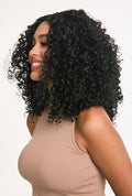 Zoey | 16 Inch Afro Kinky Curly Synthetic Wig | T-Part Lace Front | Natural Black