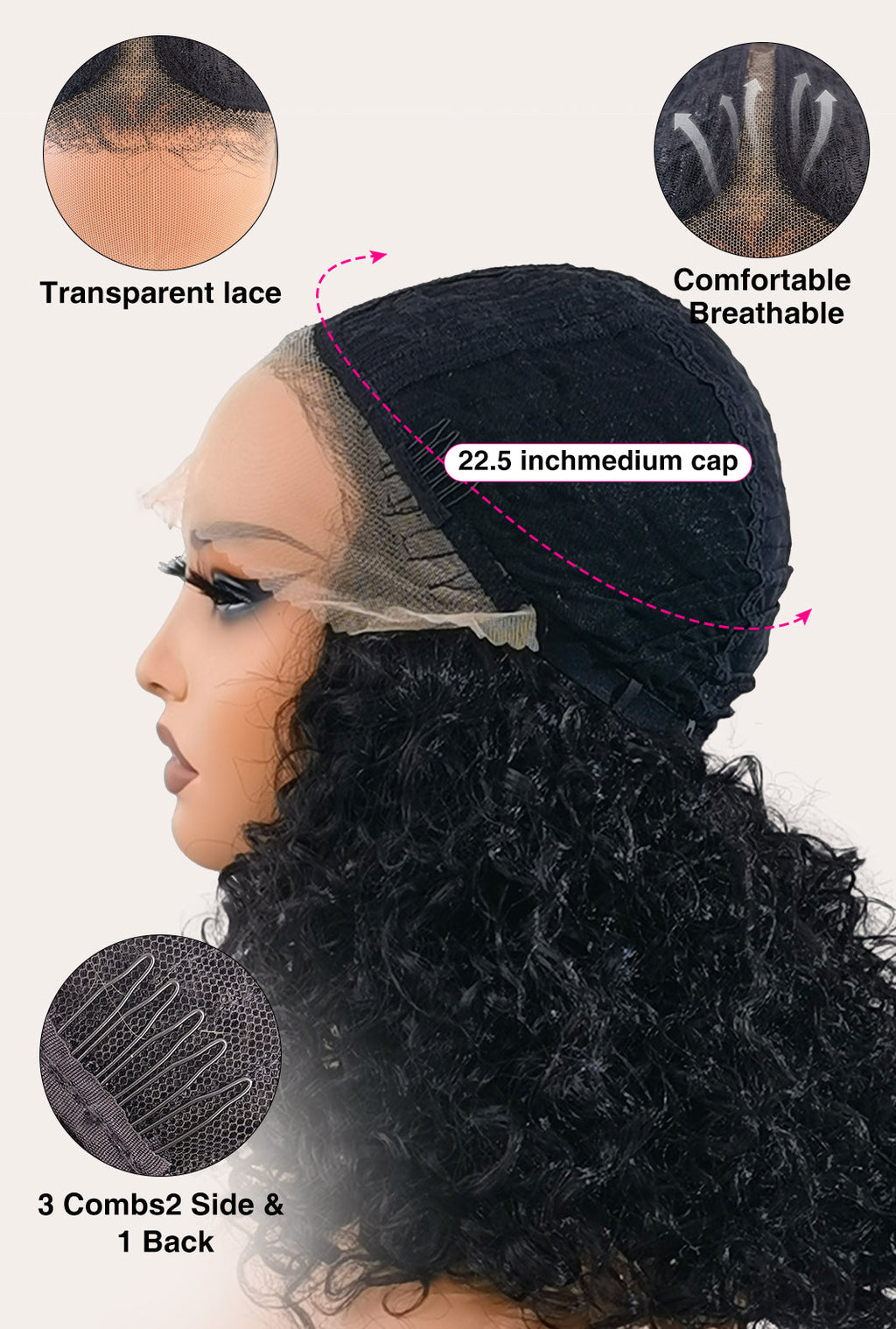 Zoey | 16 Inch Afro Kinky Curly Synthetic Wig | T-Part Lace Front | Natural Black