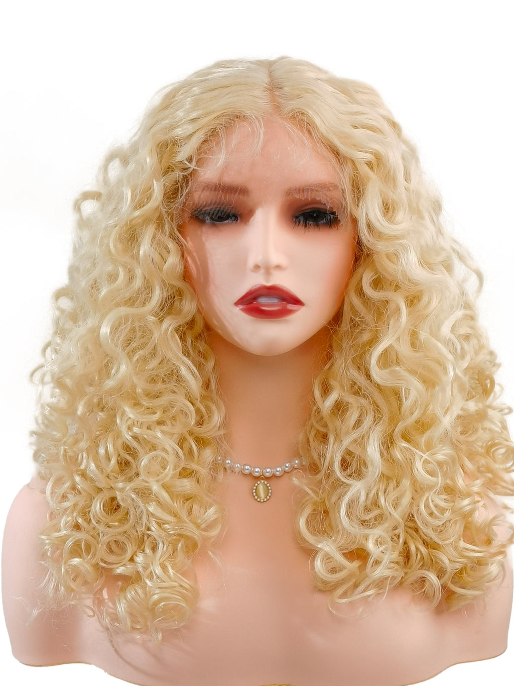 Sofia | 16 Inch Synthetic Afro Wig | Platinum Gold Kinky Curly | Lace Front