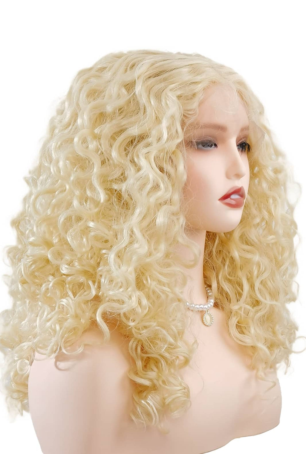 Sofia | 16 Inch Synthetic Afro Wig | Platinum Gold Kinky Curly | Lace Front