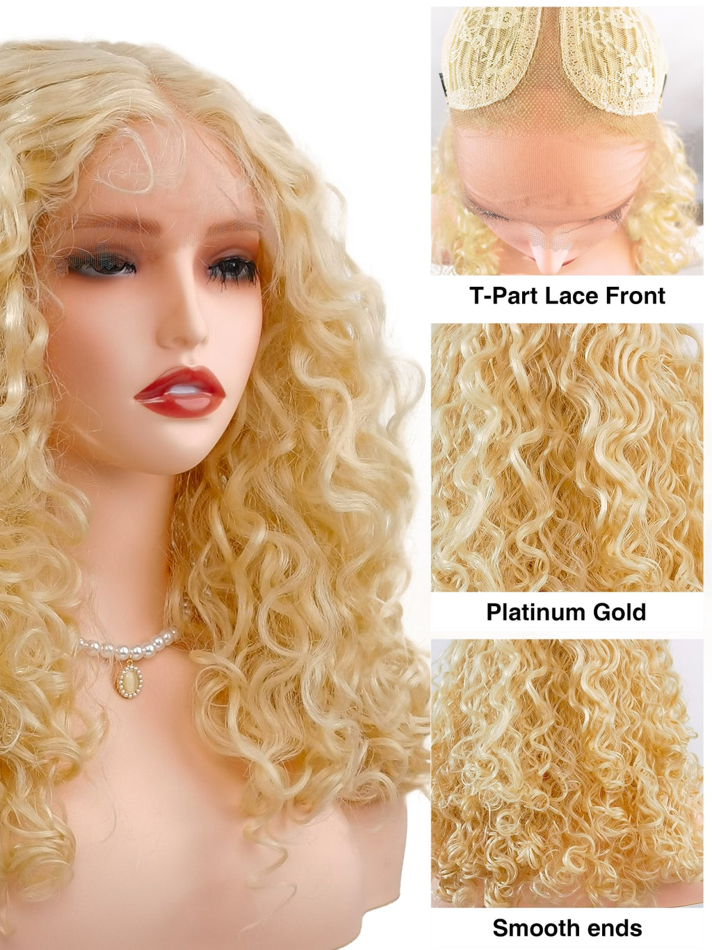 Sofia | 16 Inch Synthetic Afro Wig | Platinum Gold Kinky Curly | Lace Front