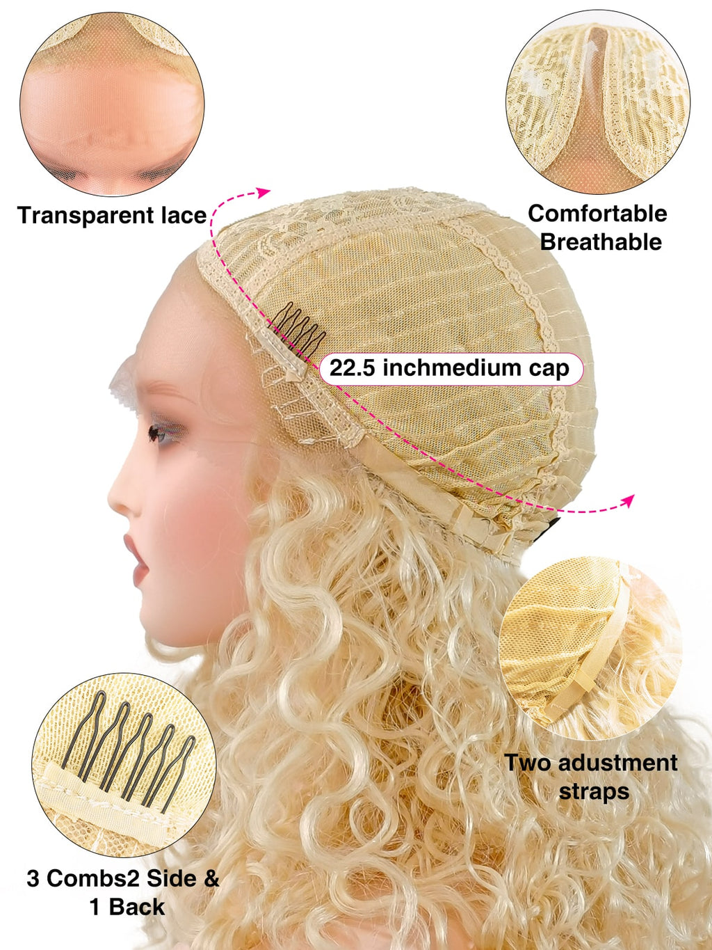 Sofia | 16 Inch Synthetic Afro Wig | Platinum Gold Kinky Curly | Lace Front