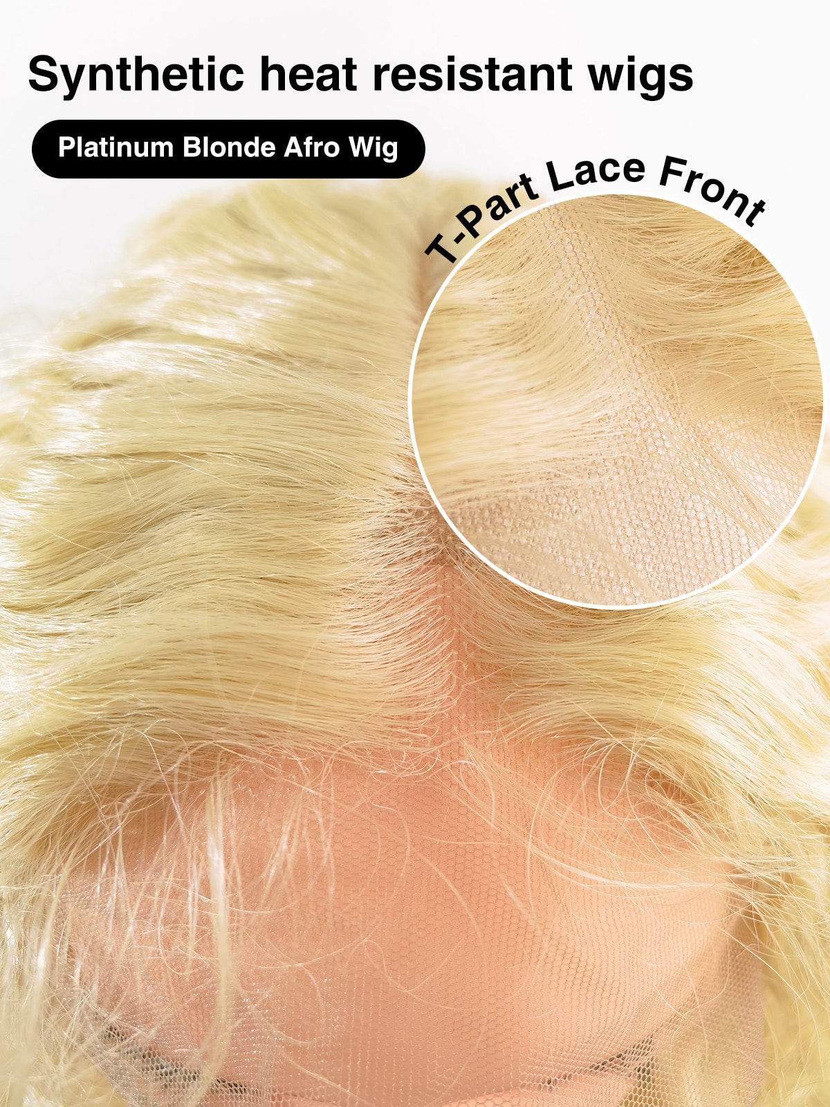Sofia | 16 Inch Synthetic Afro Wig | Platinum Gold Kinky Curly | Lace Front