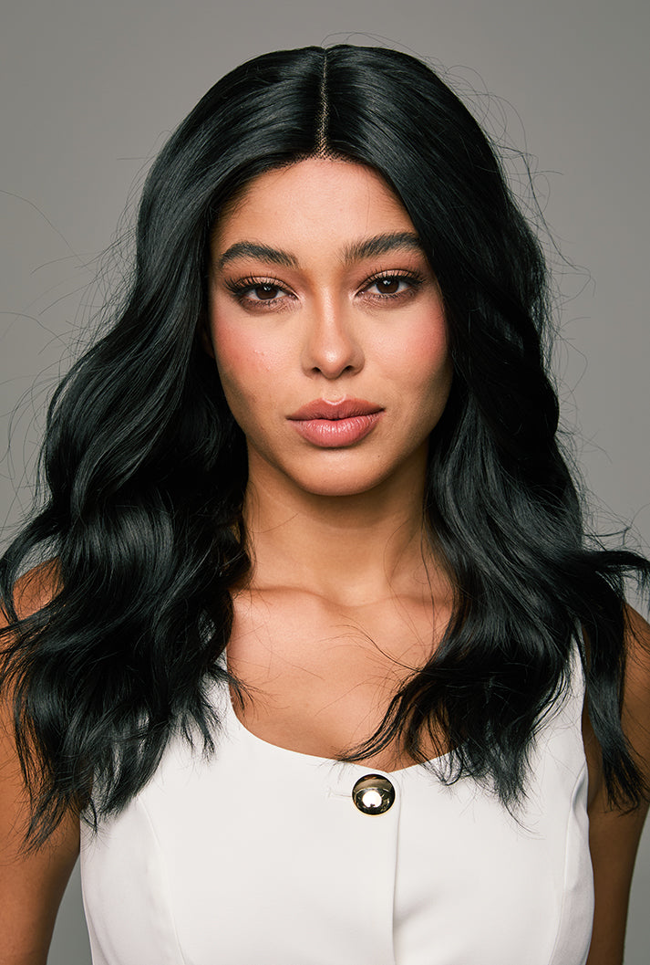 Maya | 18 Inch Natural Black Curly Wig | Lace Front Synthetic Wig