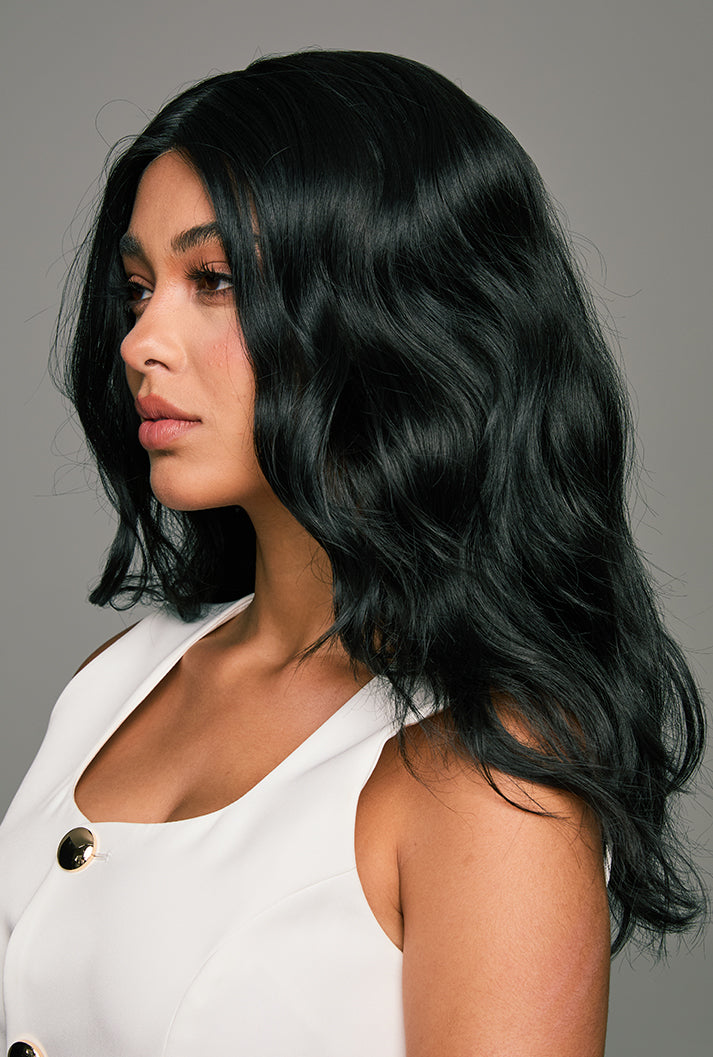 Maya | 18 Inch Natural Black Curly Wig | Lace Front Synthetic Wig