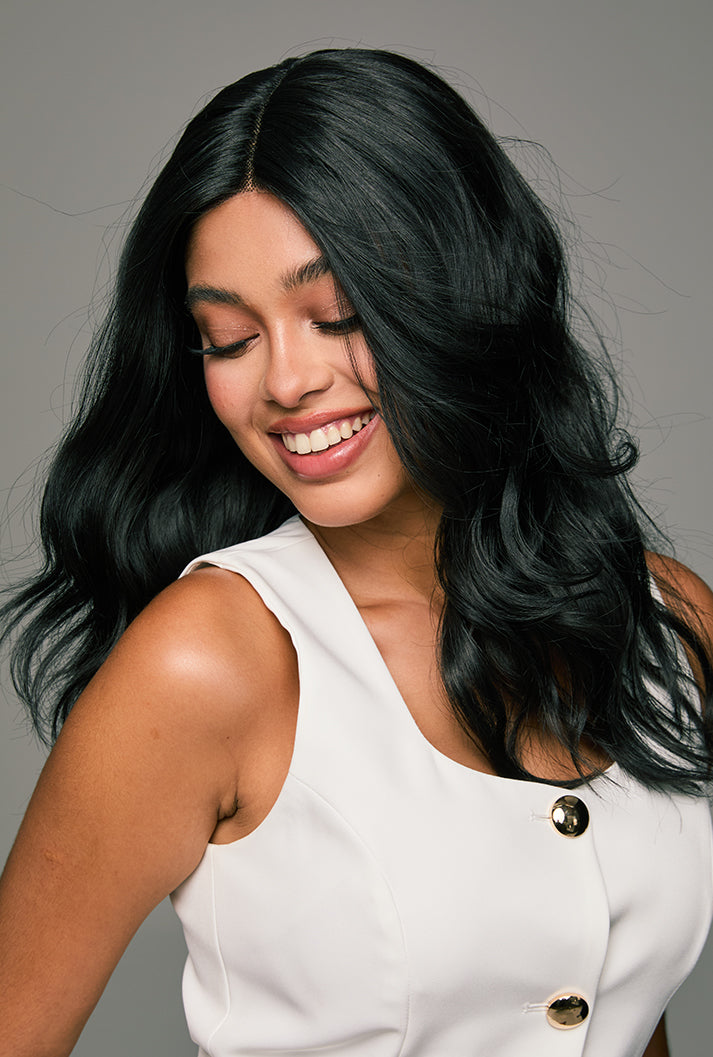 Maya | 18 Inch Natural Black Curly Wig | Lace Front Synthetic Wig
