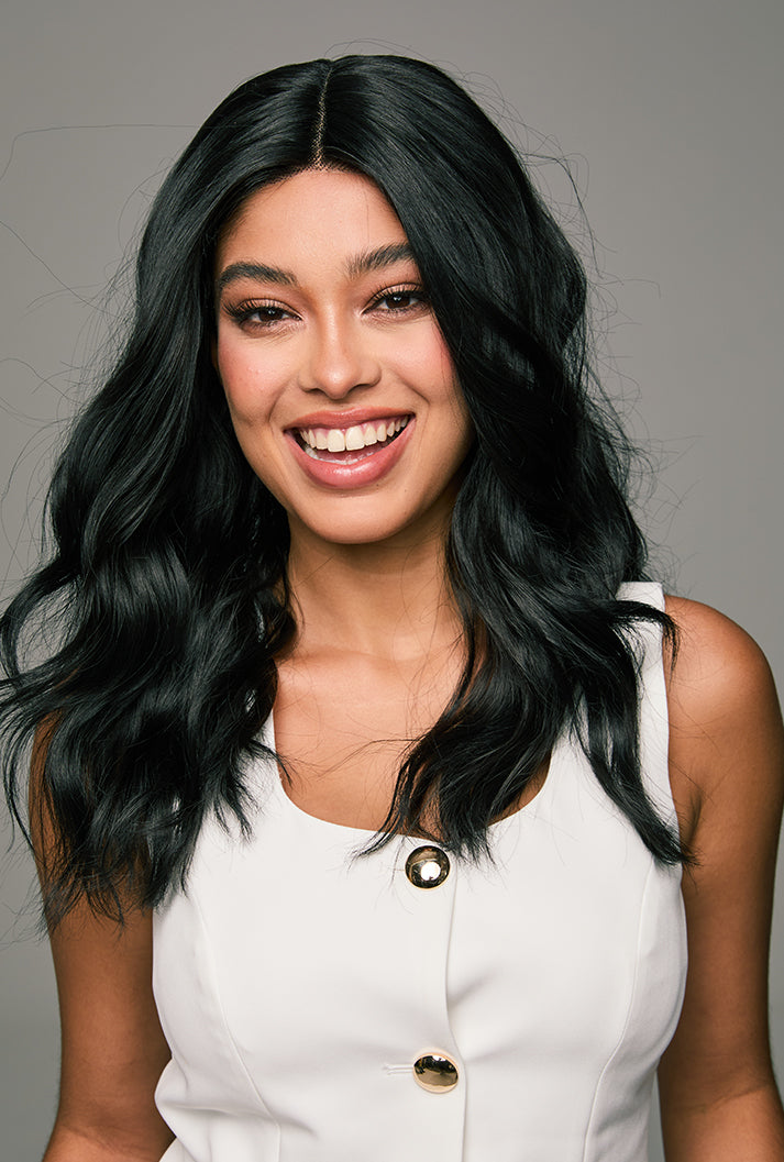 Maya | 18 Inch Natural Black Curly Wig | Lace Front Synthetic Wig
