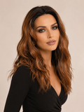 Harper | 18 Inch TT2/30 Mixed Brown Curly Wig | Dark Brown Rooted Synthetic Lace Front Wig