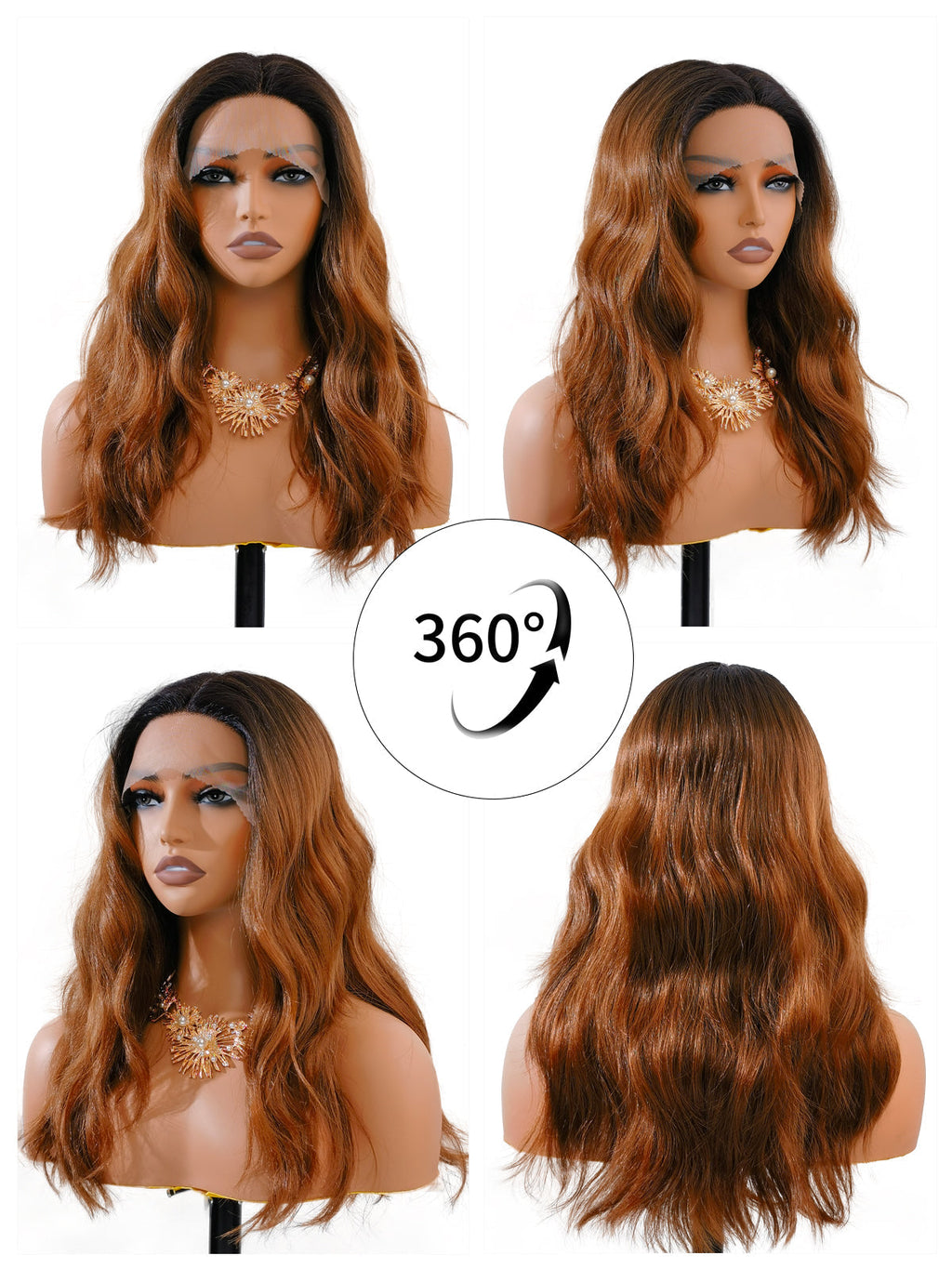 Harper | 18 Inch TT2/30 Mixed Brown Curly Wig | Dark Brown Rooted Synthetic Lace Front Wig
