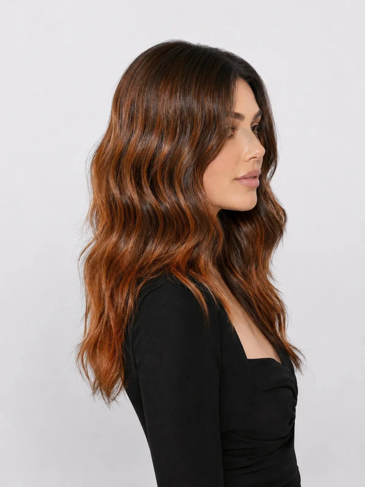 Grace | 18 Inch Balayage Dark Brown-Brown Curly Wig | Synthetic Lace Front Wig