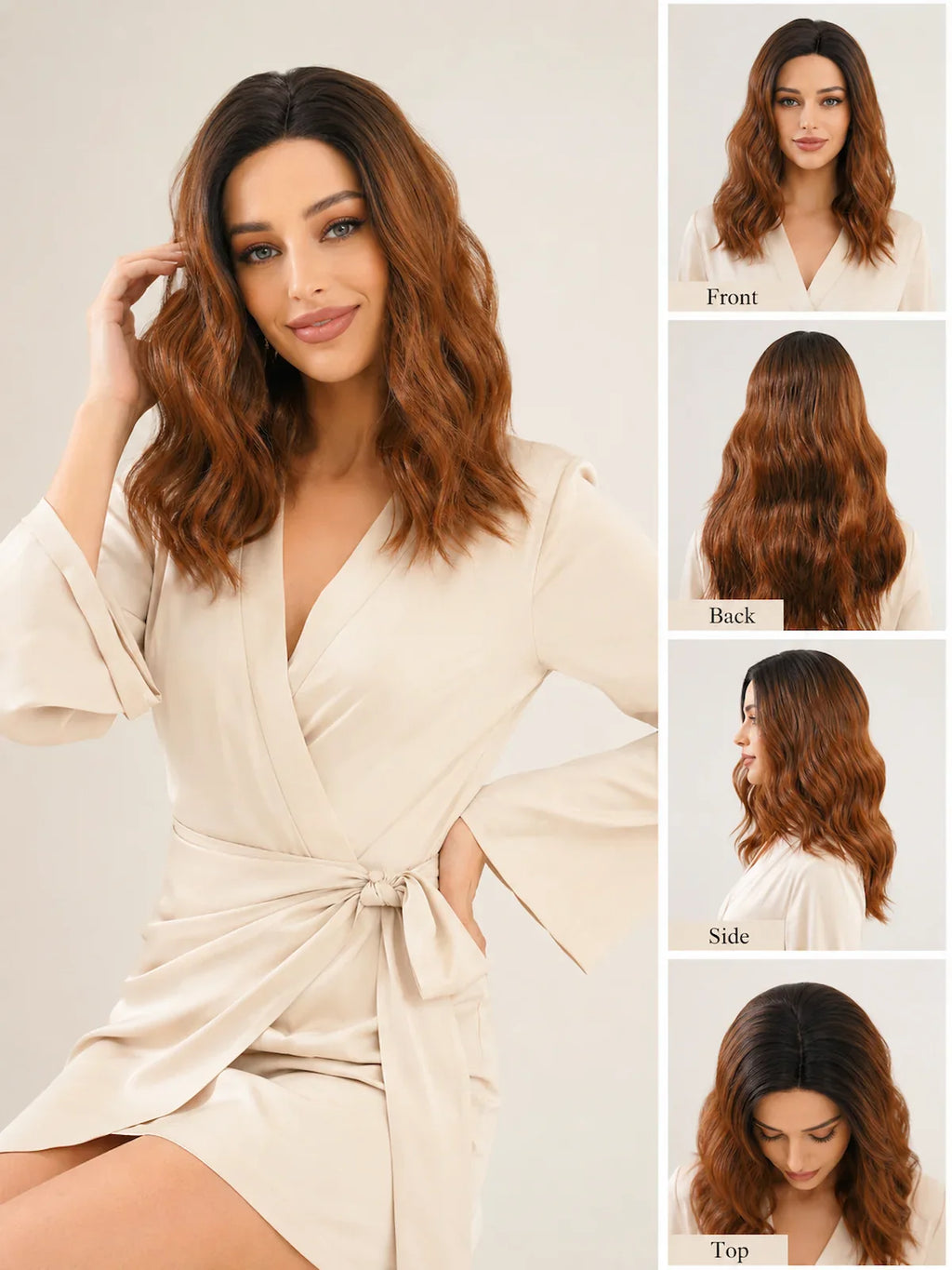 Grace | 18 Inch Balayage Dark Brown-Brown Curly Wig | Synthetic Lace Front Wig