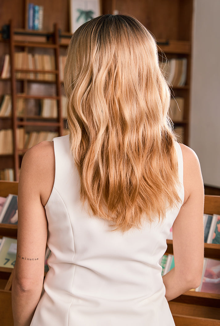 Eliana | 18 Inch Brown to Blonde Ombre Body Wave Wig | Synthetic Lace Front Wig