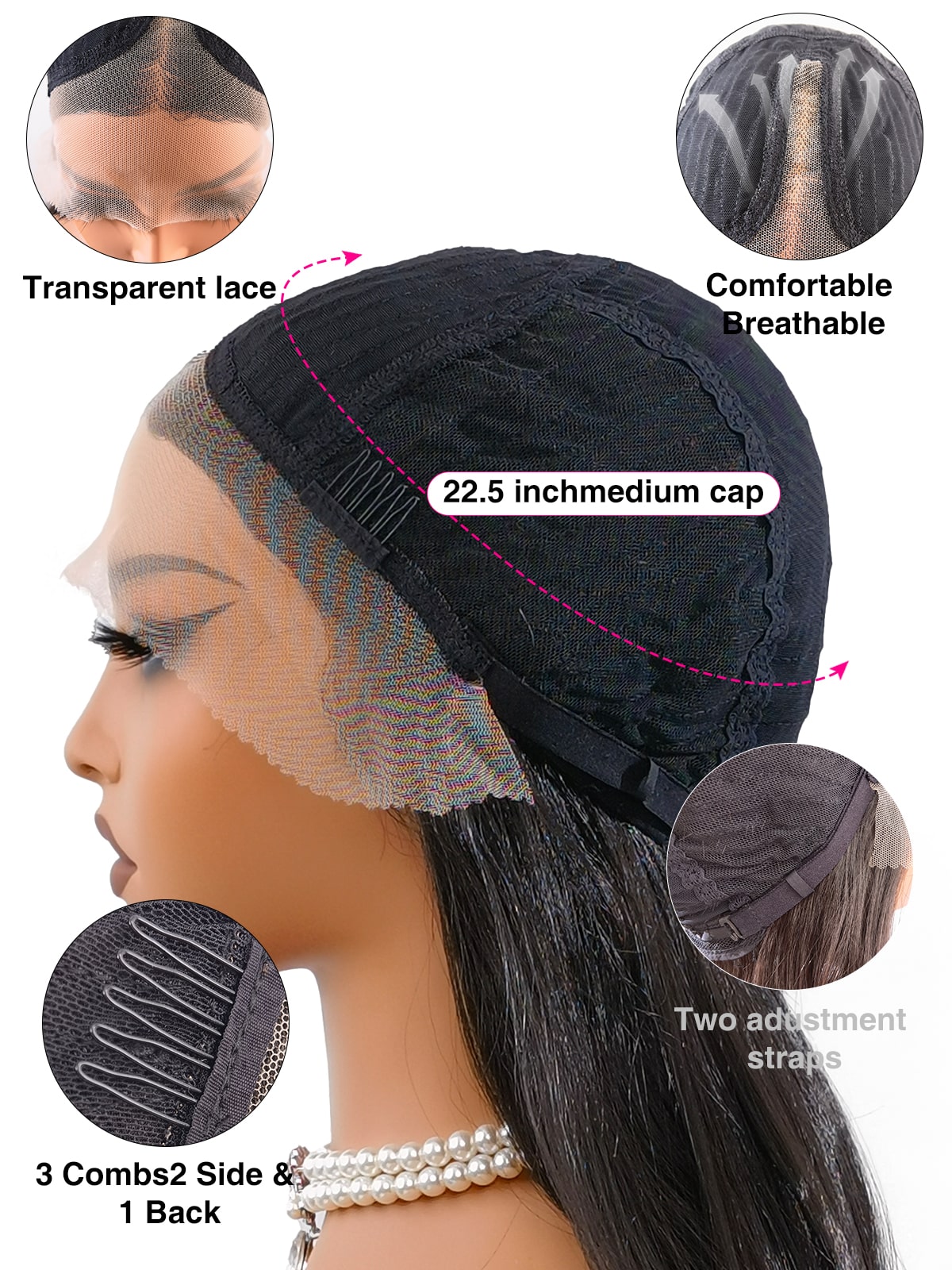Riley | 26 Inch Long Natural Black Body Wave Wig | T-Part Lace Front Synthetic Wig