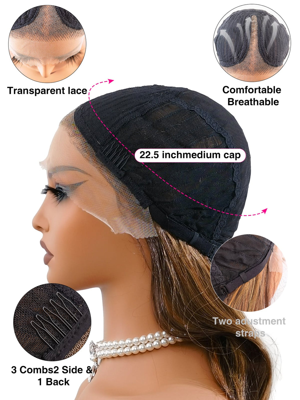 Natalia | 26 Inch Long Highlighted Brown Body Wave Wig | Lace Front Synthetic Wig