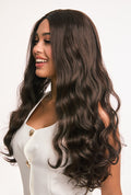 Peyton | 26 Inch Long Black and Brown Blend Body Wave Wig | Lace Front Synthetic Wig