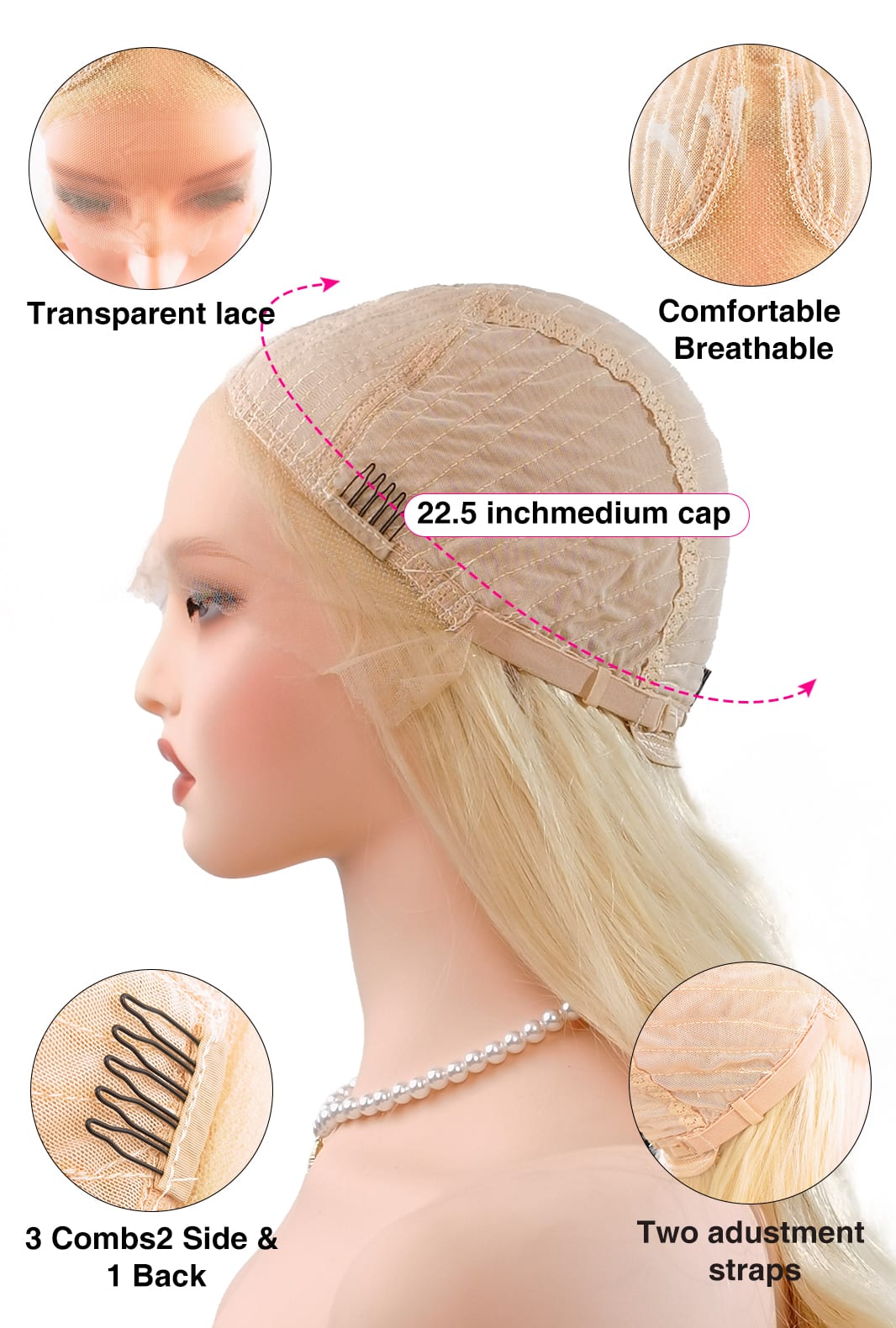 Arya | 26 Inch Long Platinum Blonde Body Wave Wig | Lace Front Synthetic Wig