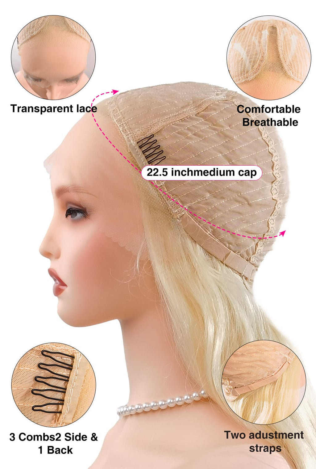 Madeline | 28 Inch Long Platinum Blonde Layered Body Wave Wig | Lace Front Synthetic Party Wig
