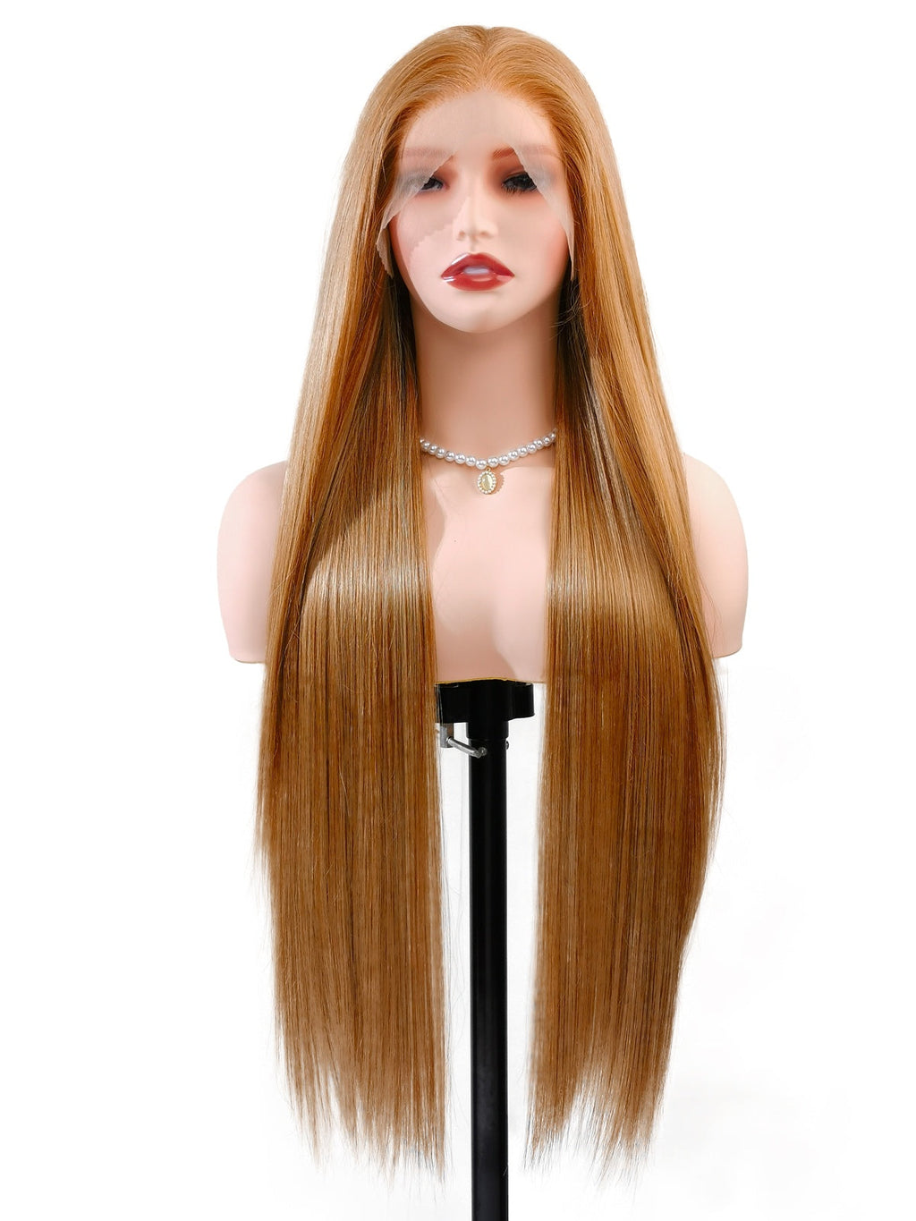 Mia | 32 Inch Extra Long Light Brown Straight Wig | Lace Front Synthetic Wig