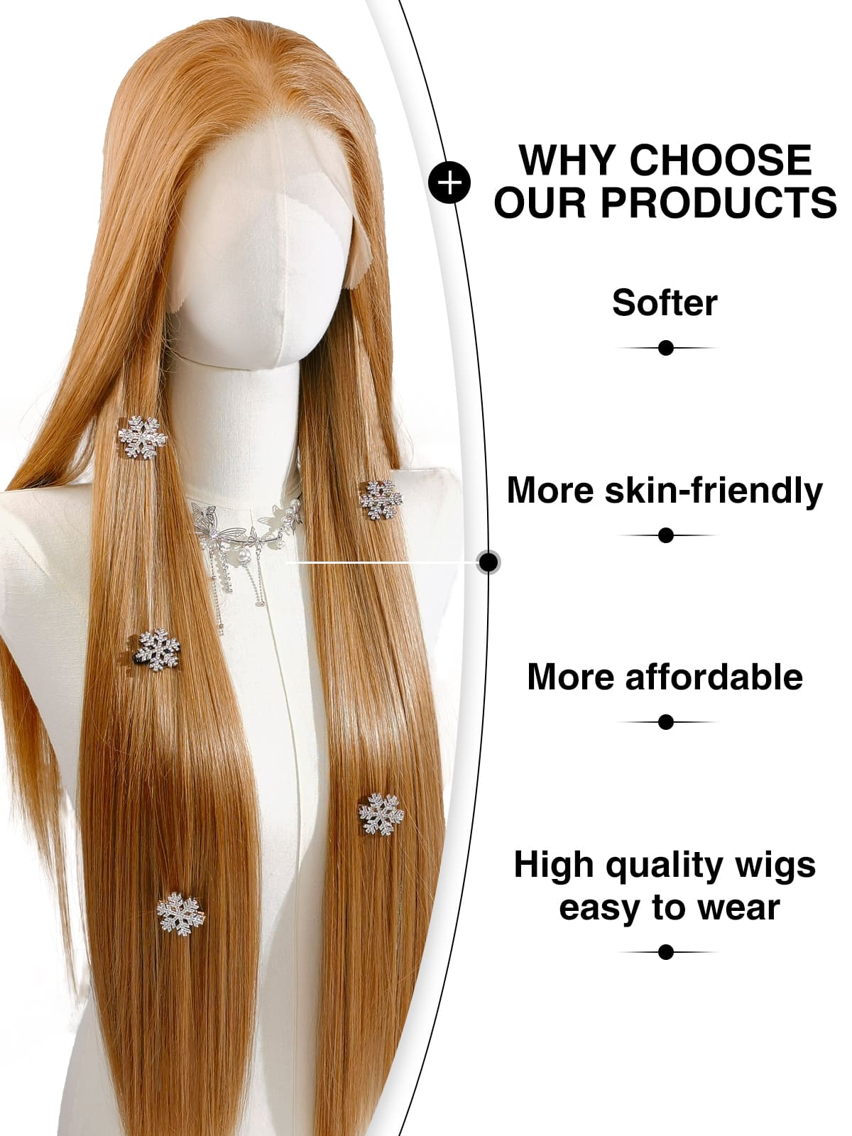 Mia | 32 Inch Extra Long Light Brown Straight Wig | Lace Front Synthetic Wig