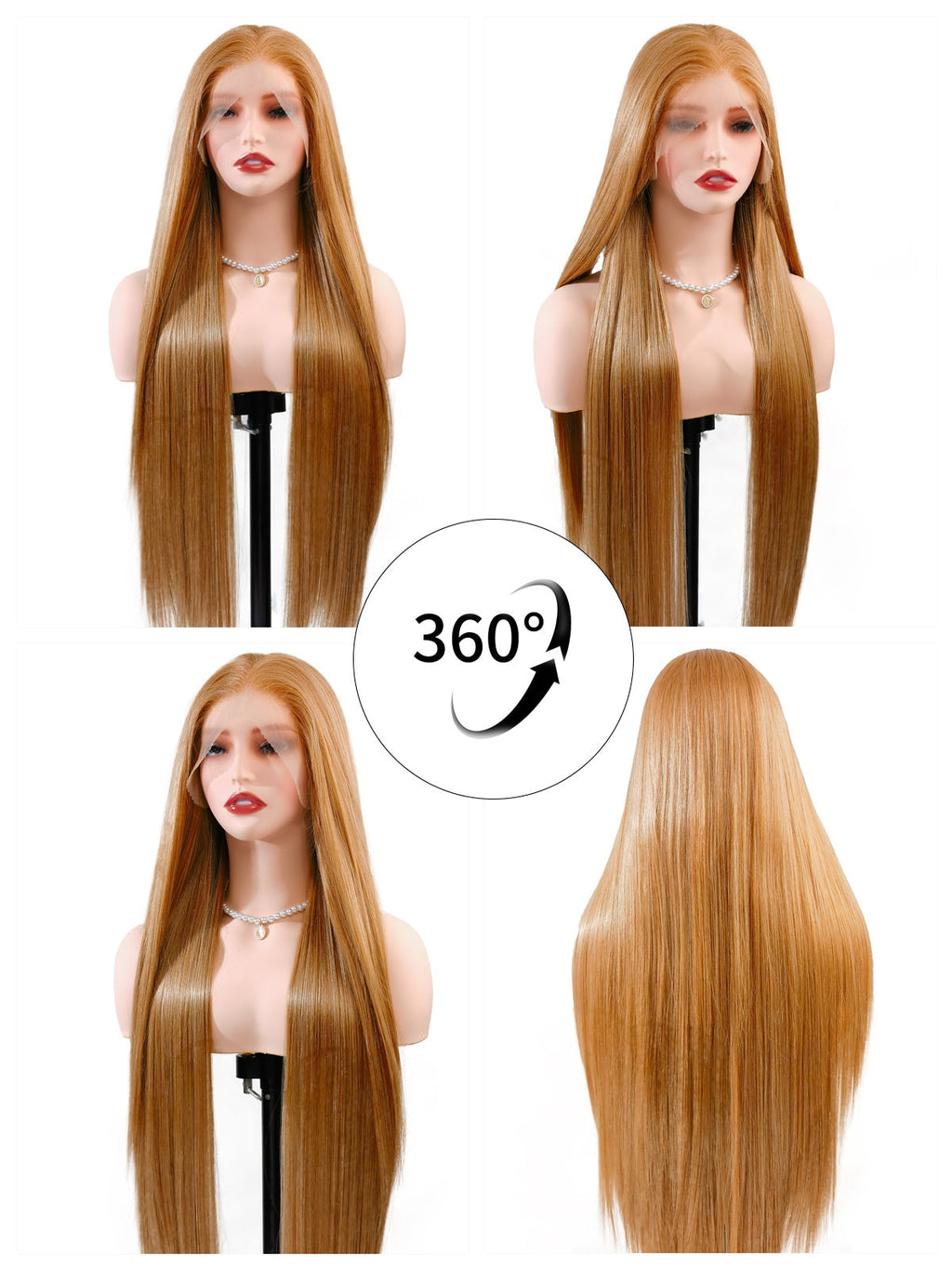Mia | 32 Inch Extra Long Light Brown Straight Wig | Lace Front Synthetic Wig