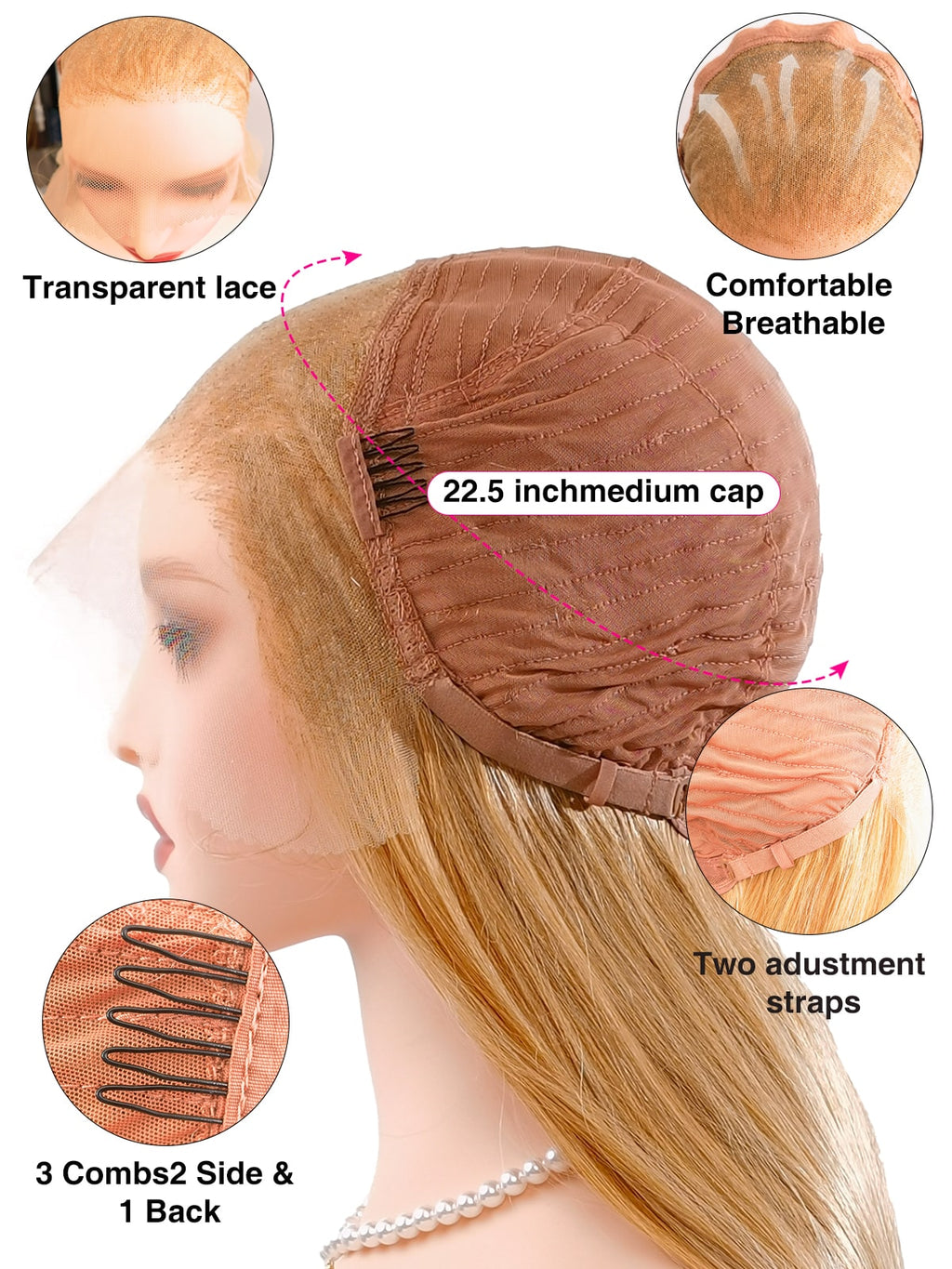 Mia | 32 Inch Extra Long Light Brown Straight Wig | Lace Front Synthetic Wig