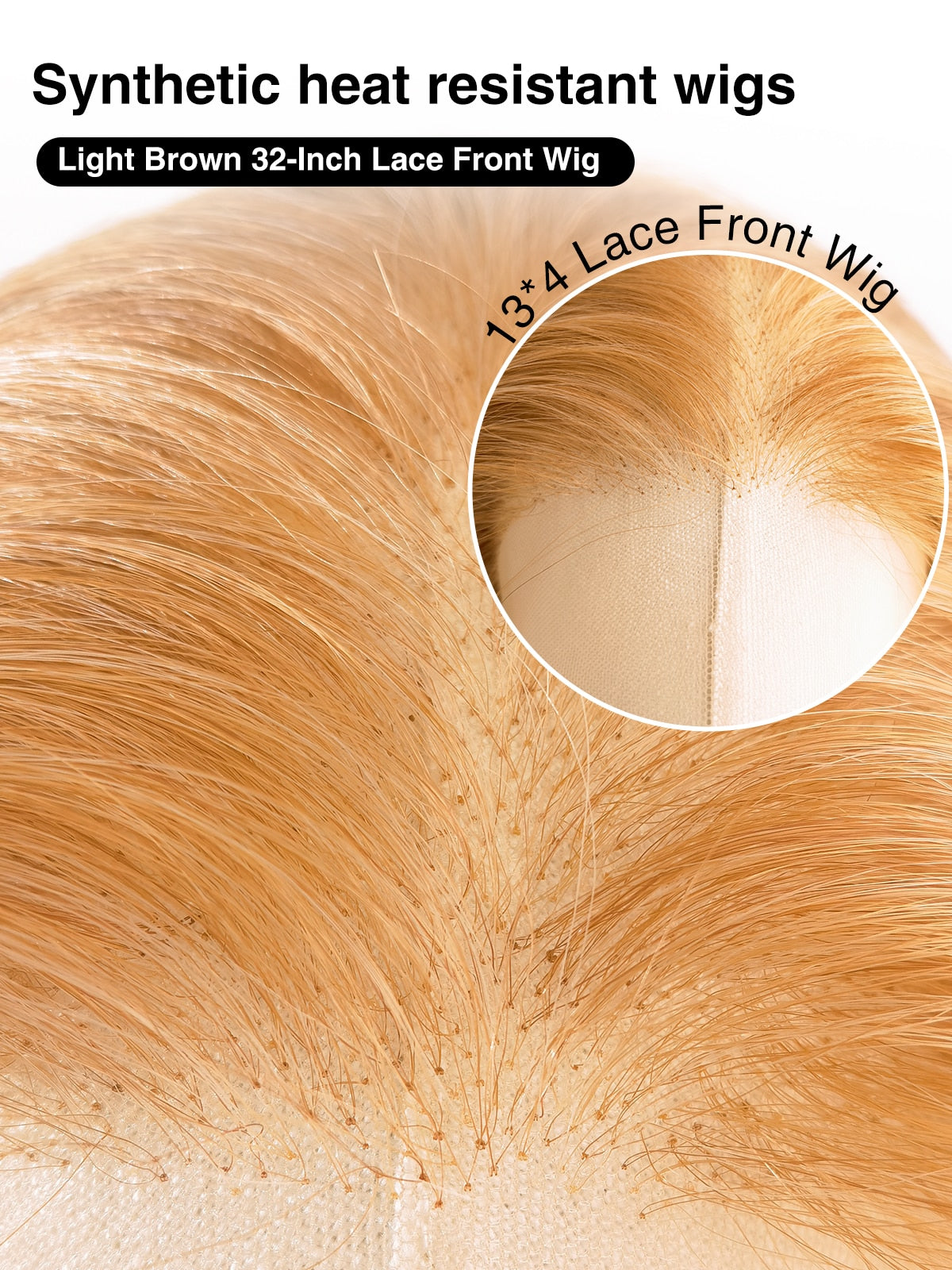 Mia | 32 Inch Extra Long Light Brown Straight Wig | Lace Front Synthetic Wig