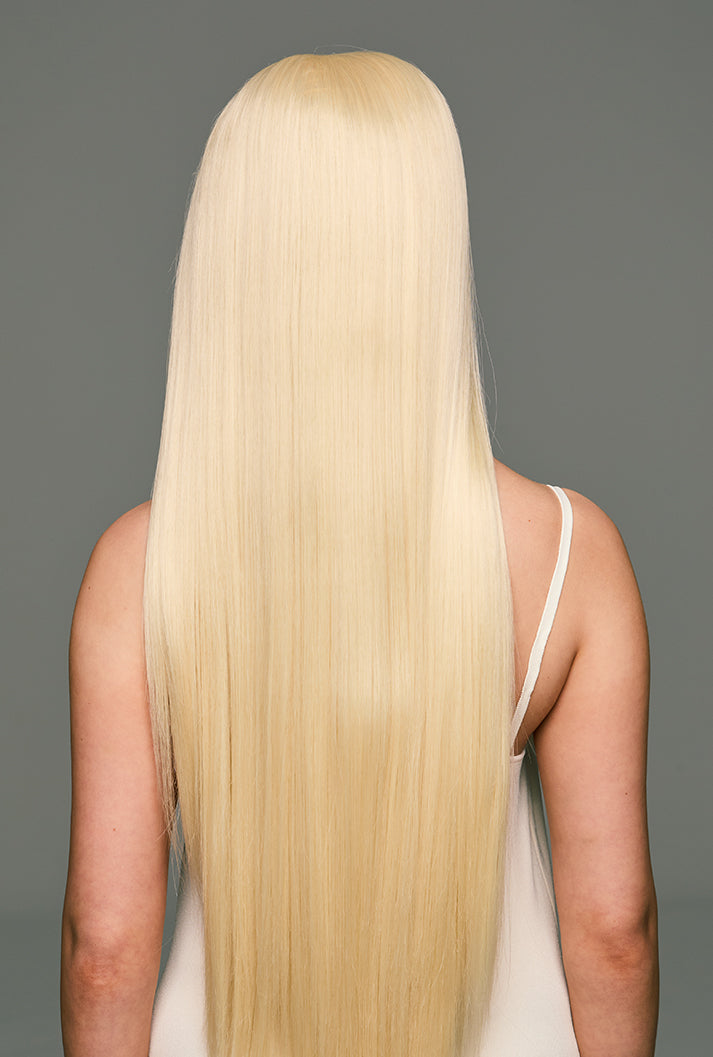 Leah | 32 Inch Extra Long Platinum Blonde Straight Wig | Lace Front Synthetic Wig