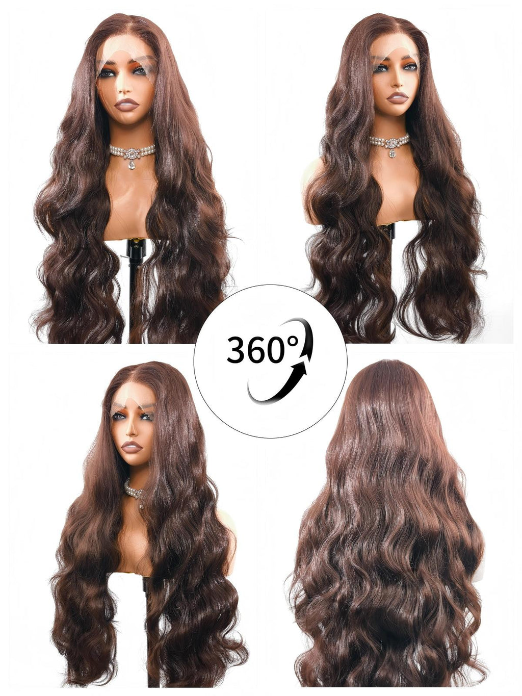 Susan | 28 Inch Long Brown Body Wave Lace Front Synthetic Wig